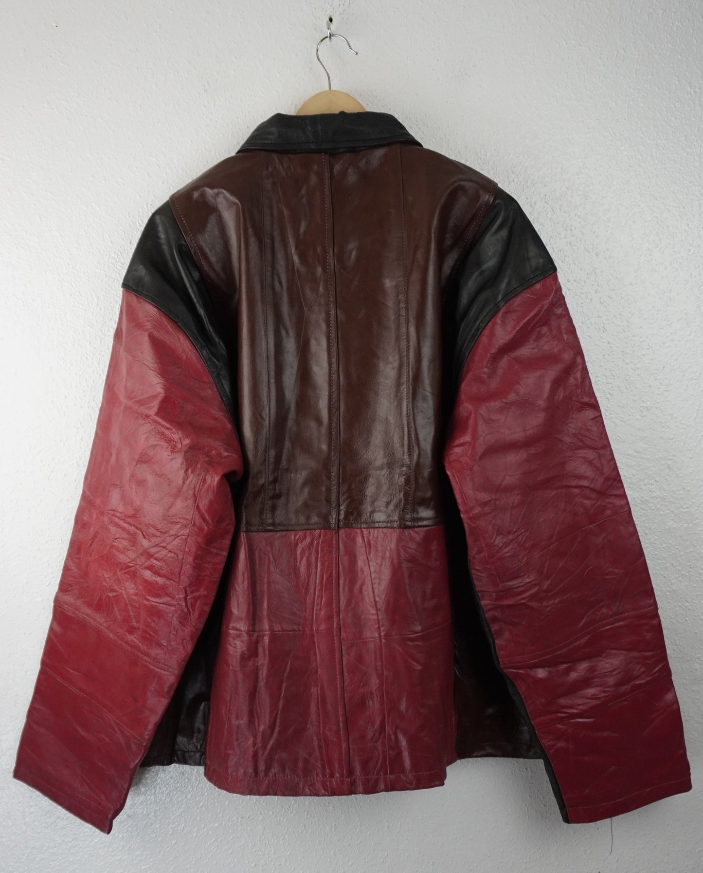 Leather Jacket Size XL Brown Red Black