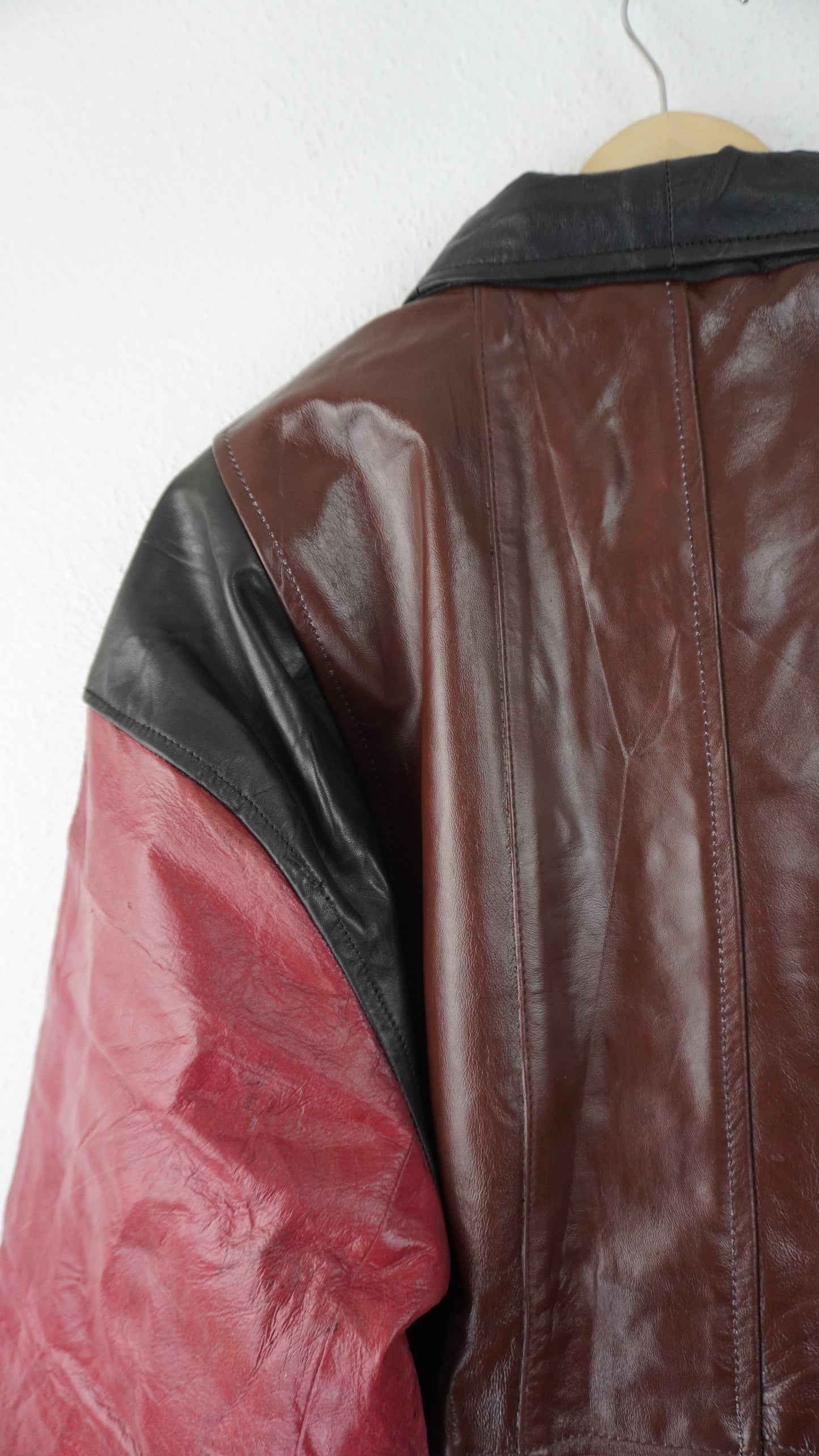 Leather Jacket Size XL Brown Red Black