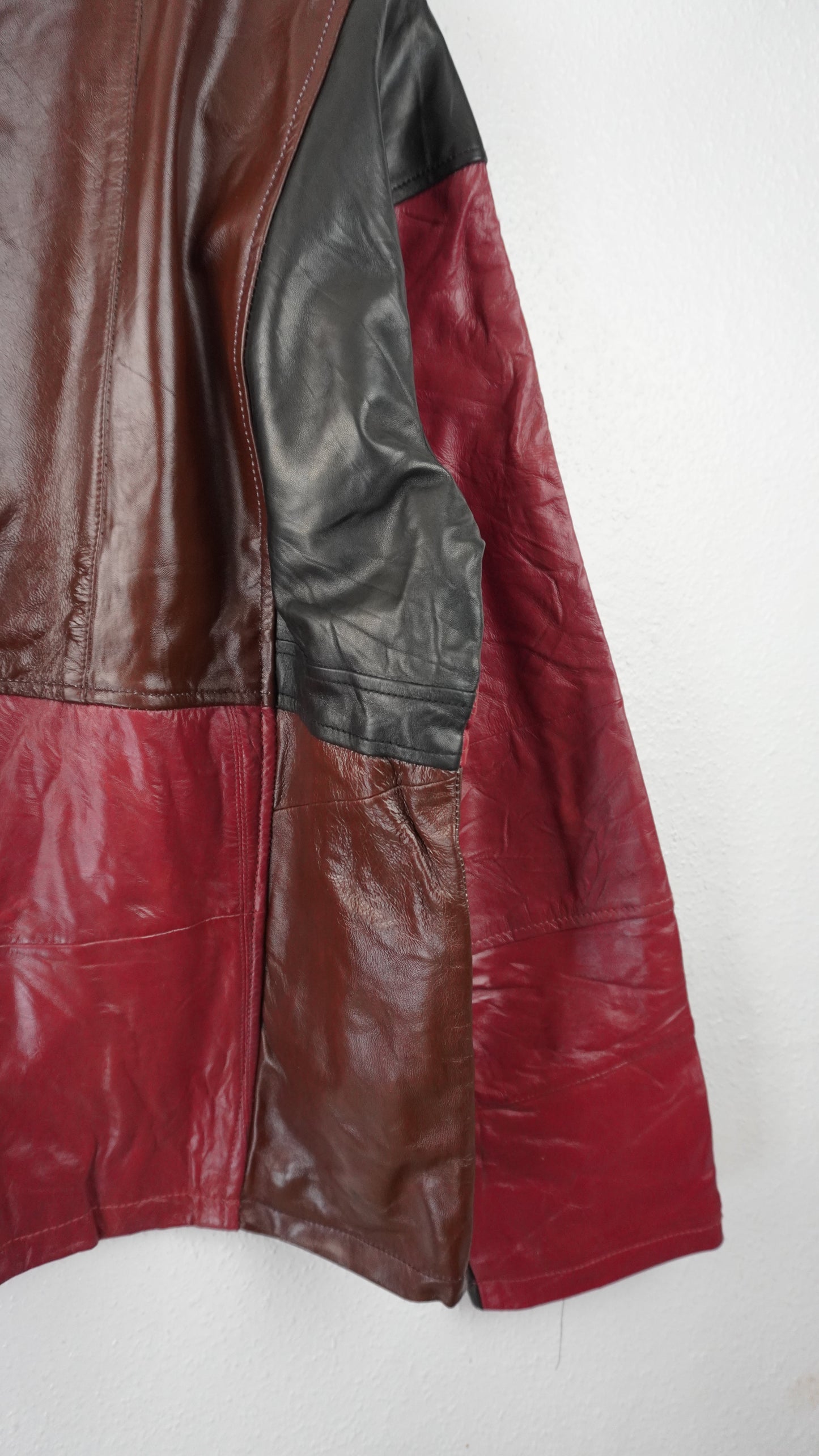 Leather Jacket Size XL Brown Red Black