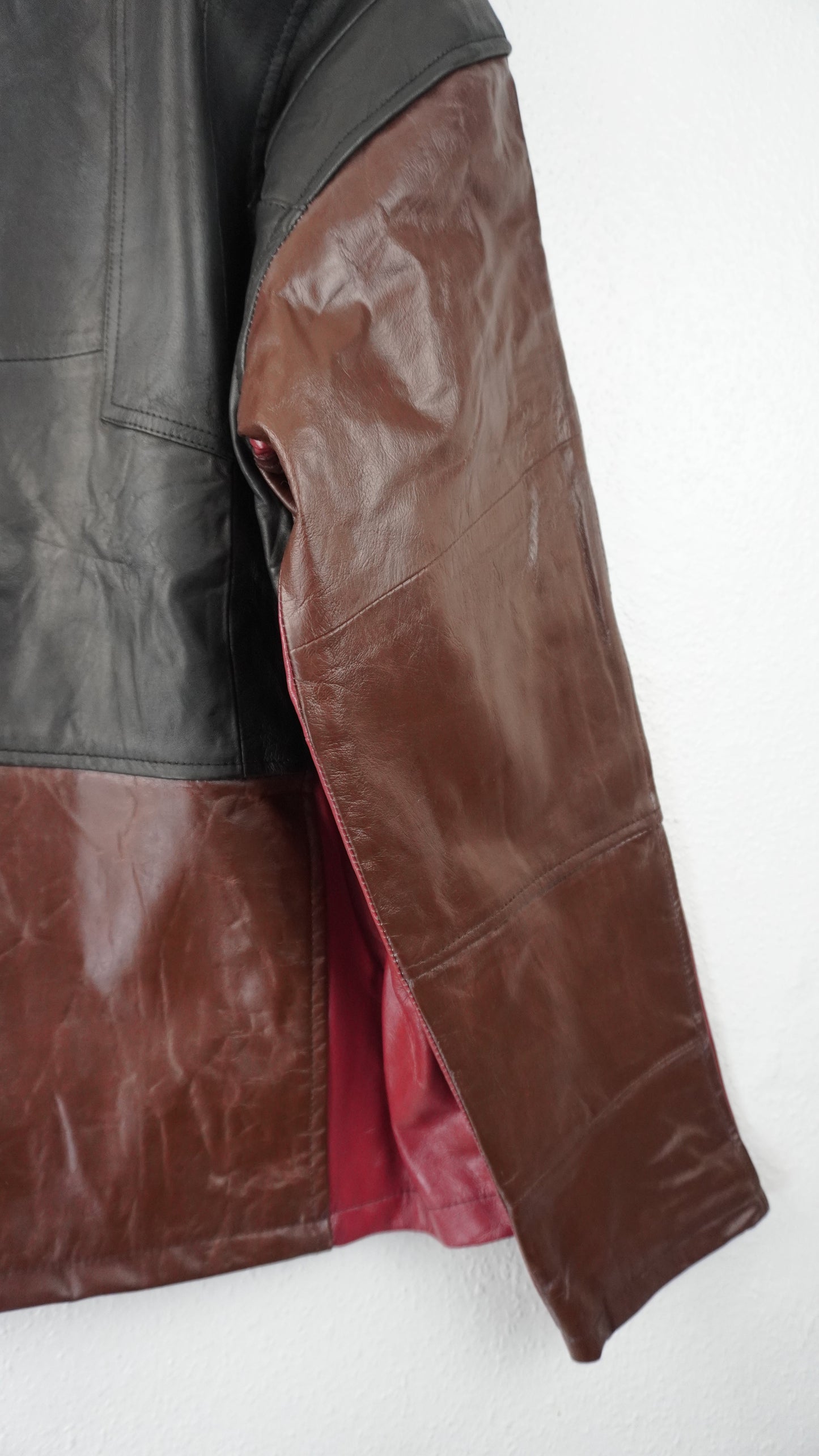 Leather Jacket Size XL Brown Black Red