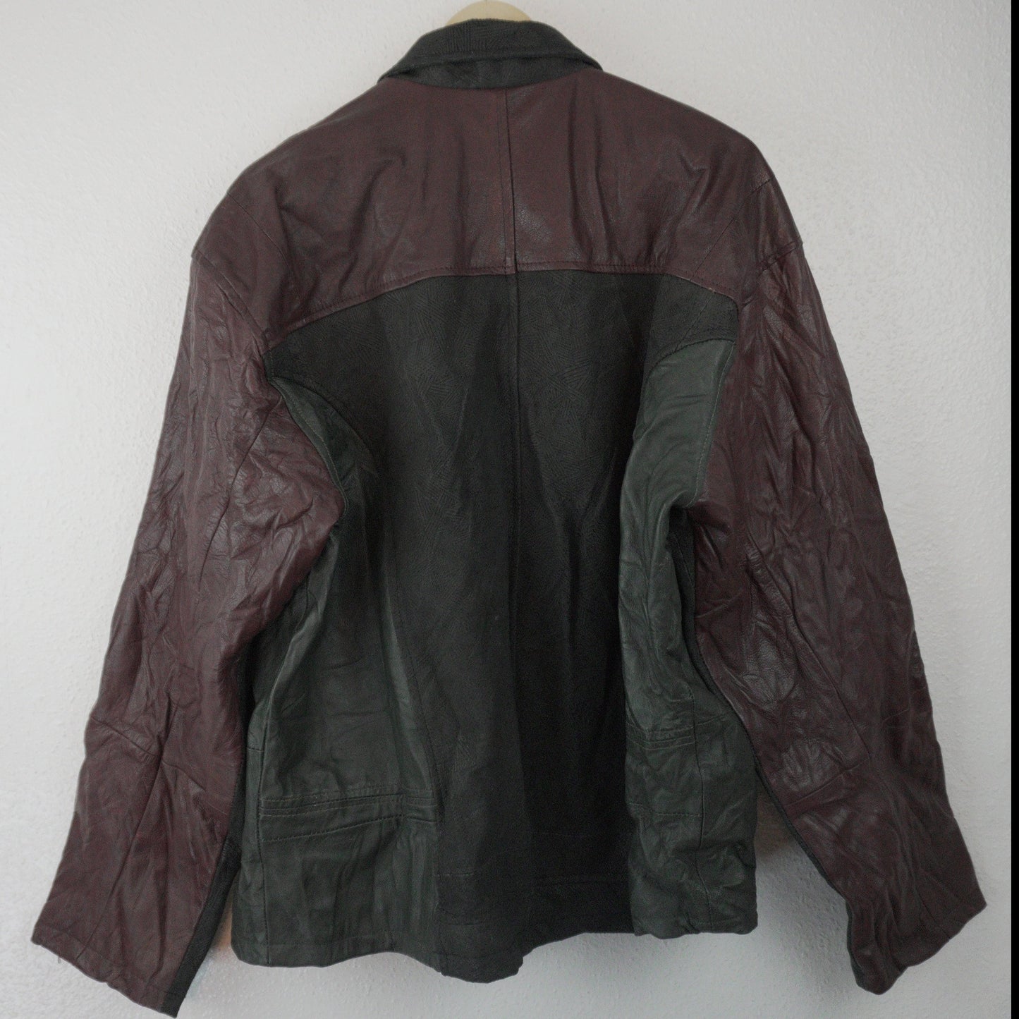 Leather Jacket Size L Black Maroon