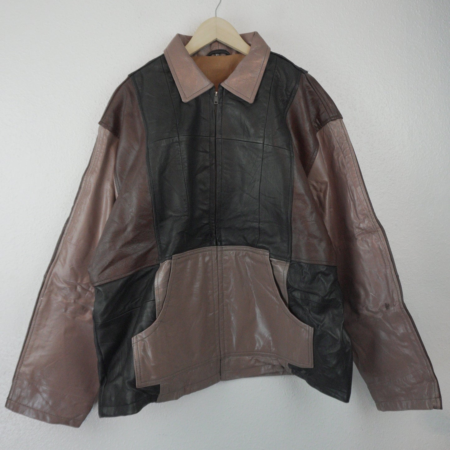 Leather Jacket Size XL Brown Black