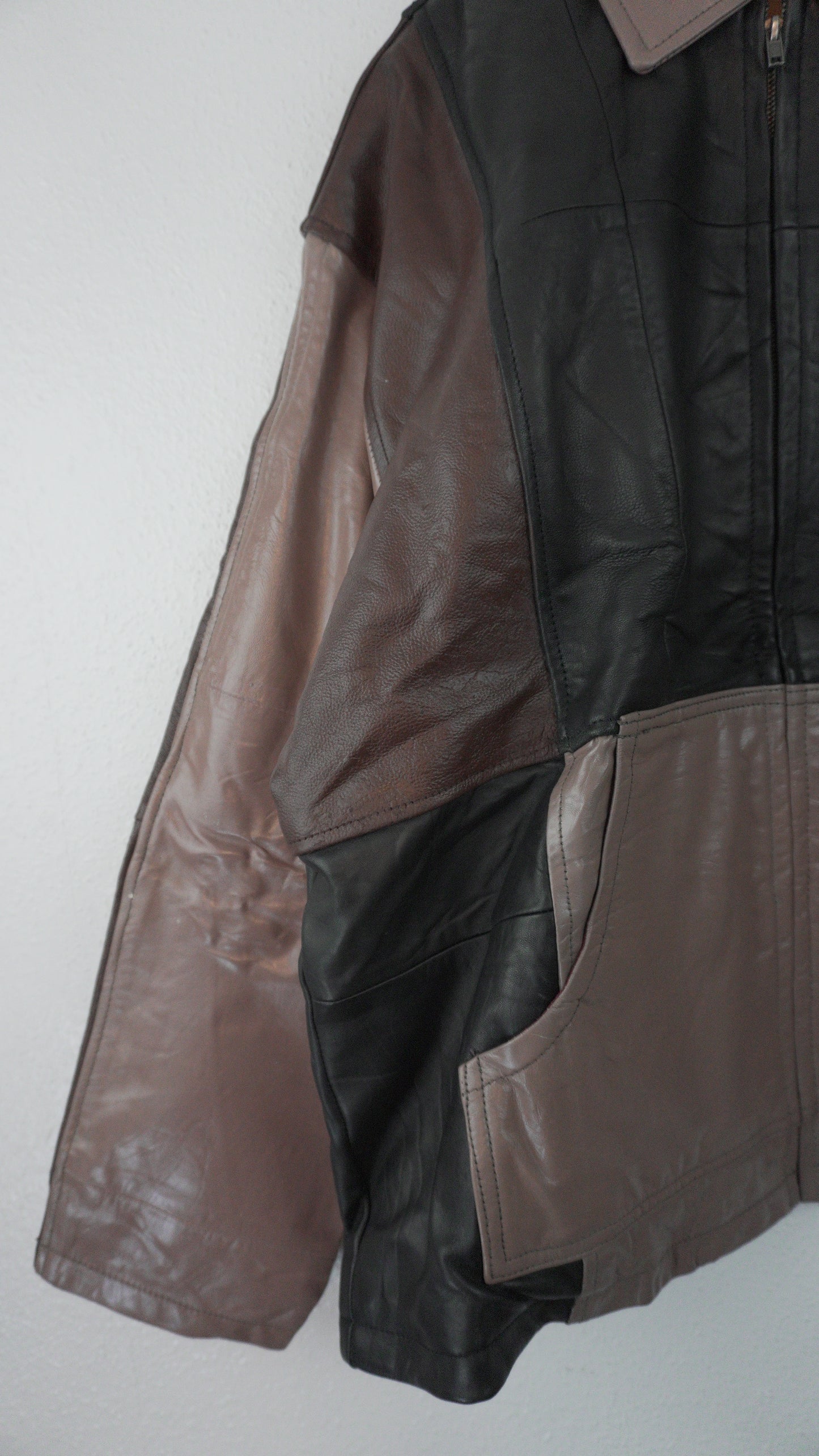 Leather Jacket Size XL Brown Black