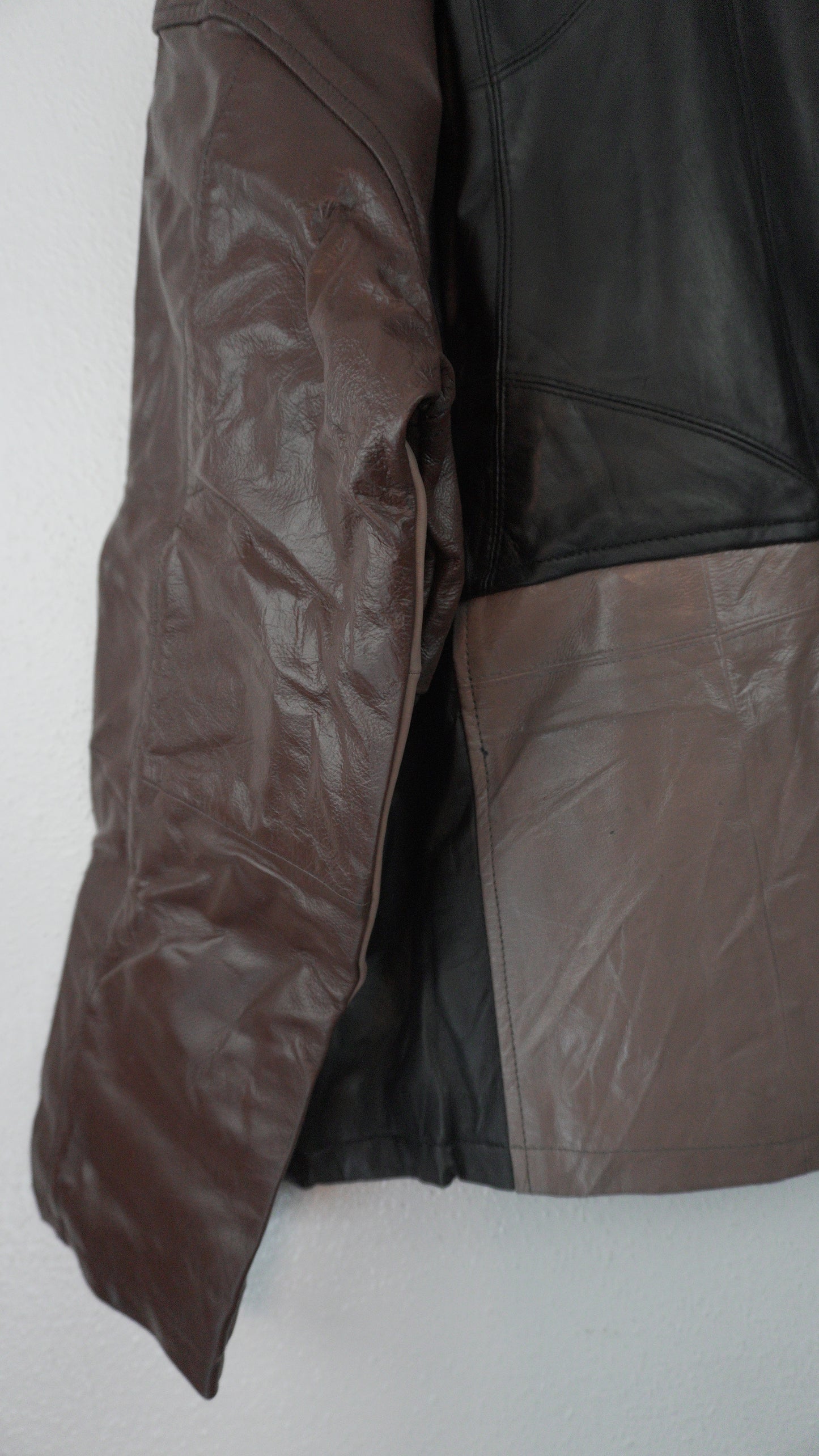 Leather Jacket Size XL Brown Black