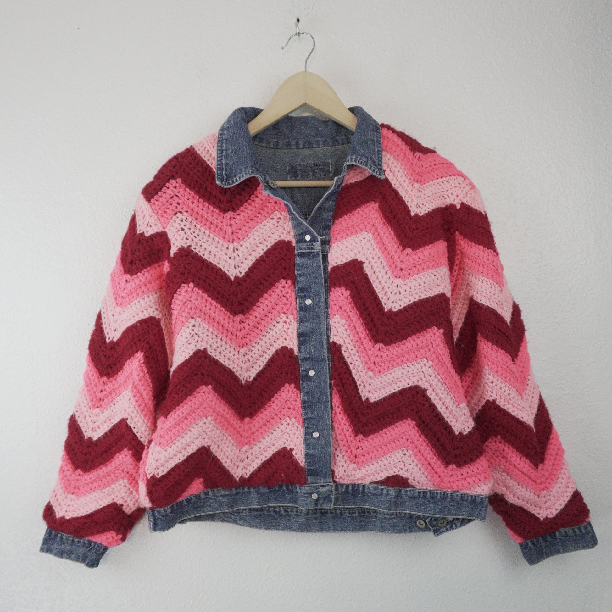 Reversible Crochet Trucker Jacket