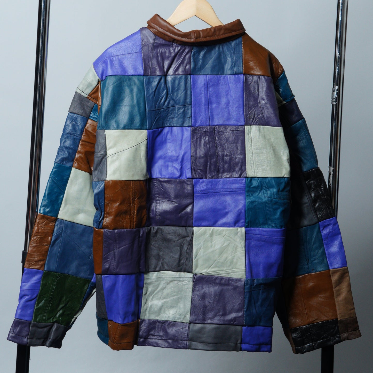 Leather Multicolor Patchwork Jacket Size XL