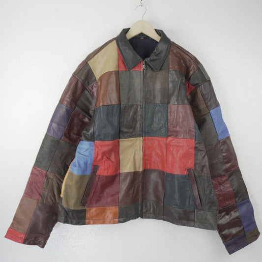 Leather Jacket Size M Multicolor Patchwork