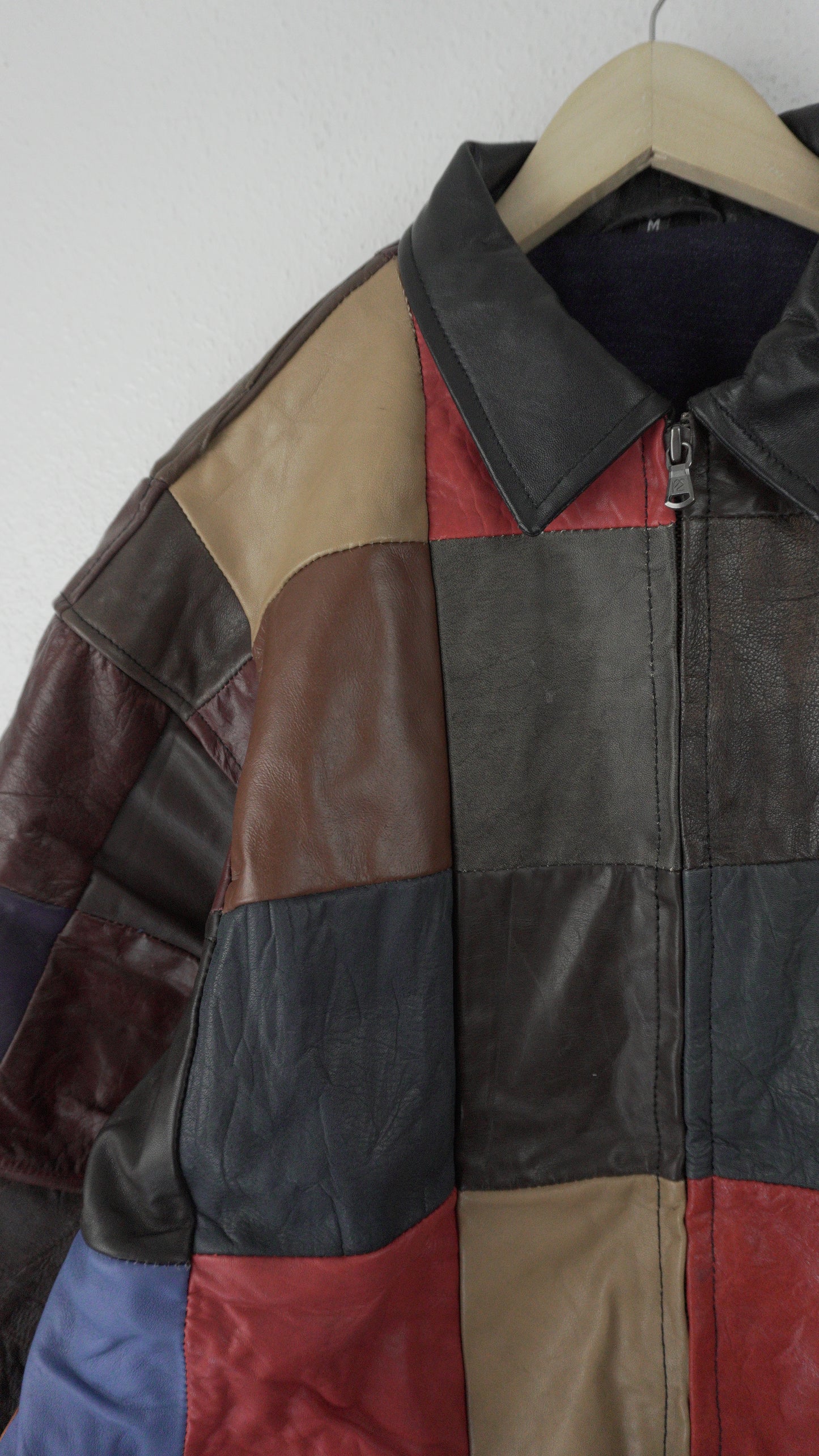 Leather Jacket Size M Multicolor Patchwork