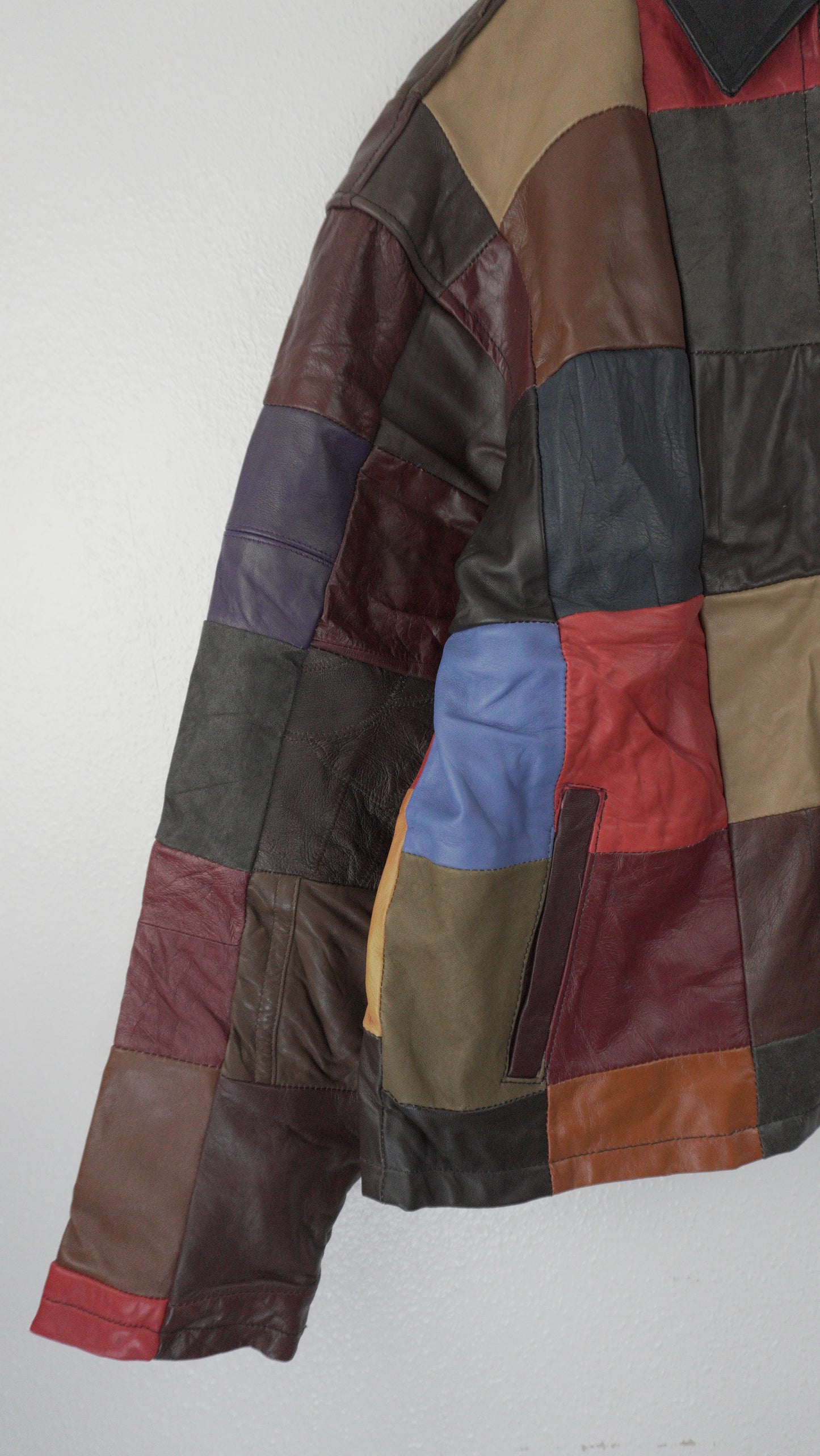 Leather Jacket Size M Multicolor Patchwork