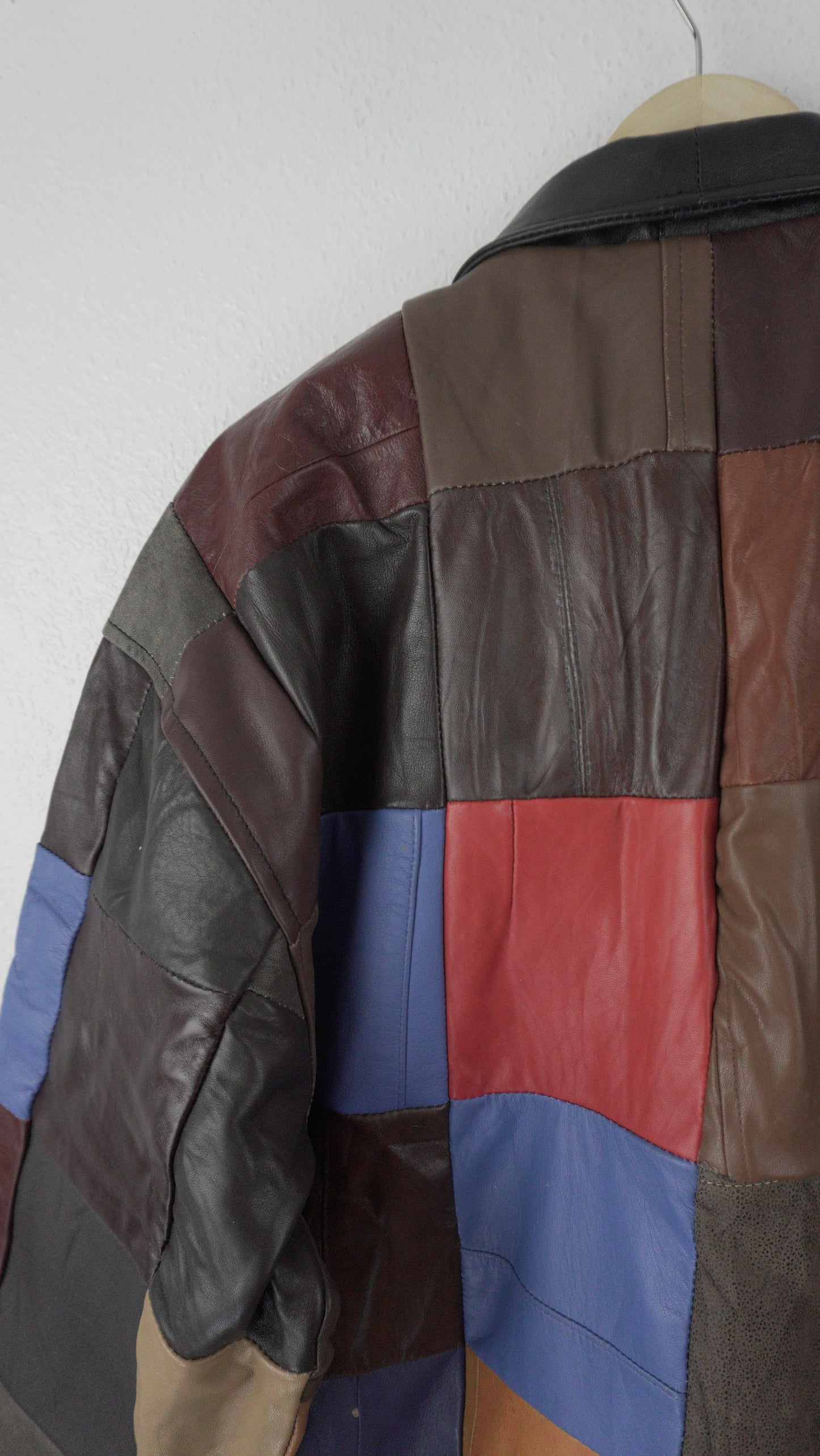 Leather Jacket Size M Multicolor Patchwork