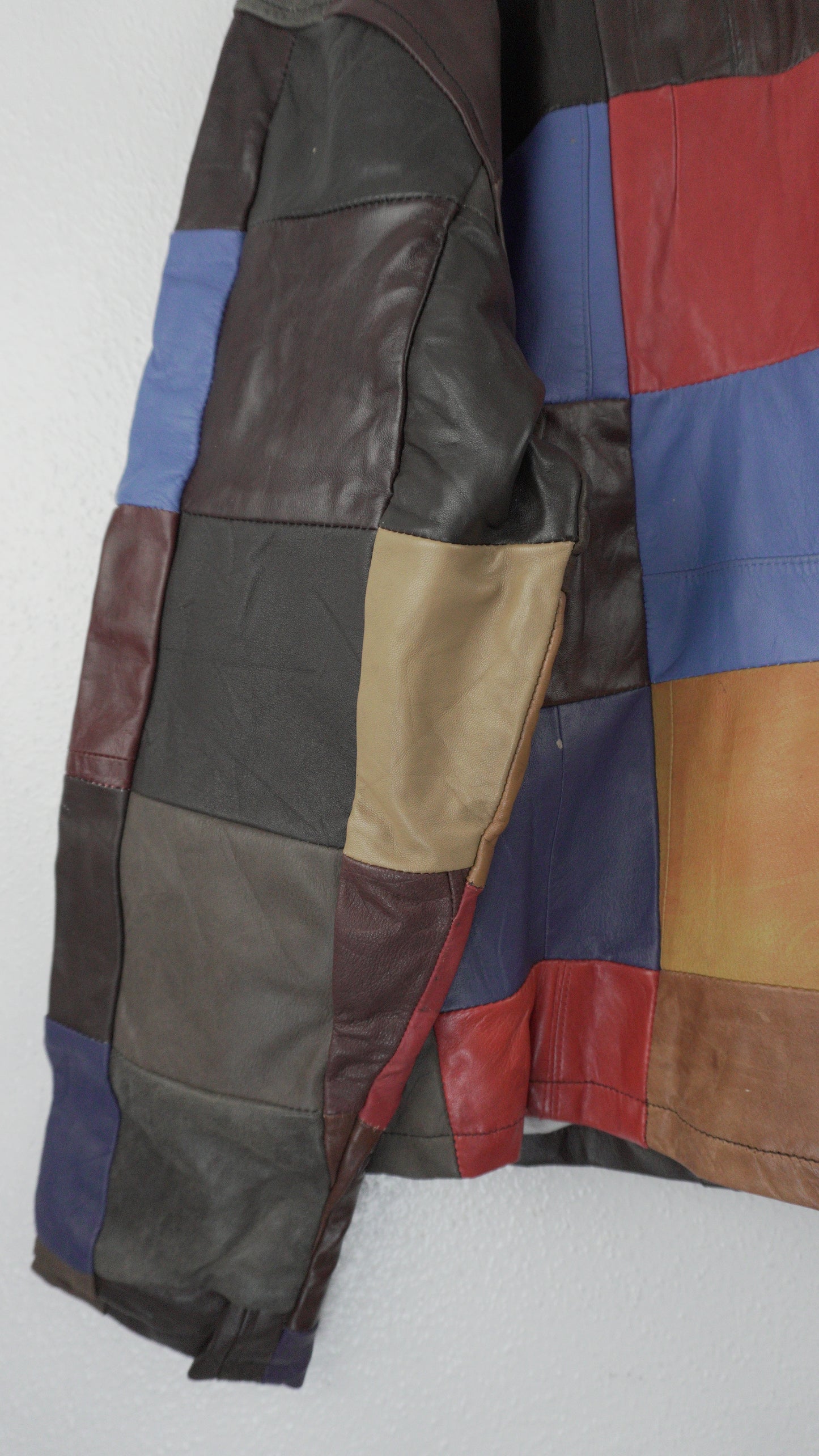 Leather Jacket Size M Multicolor Patchwork