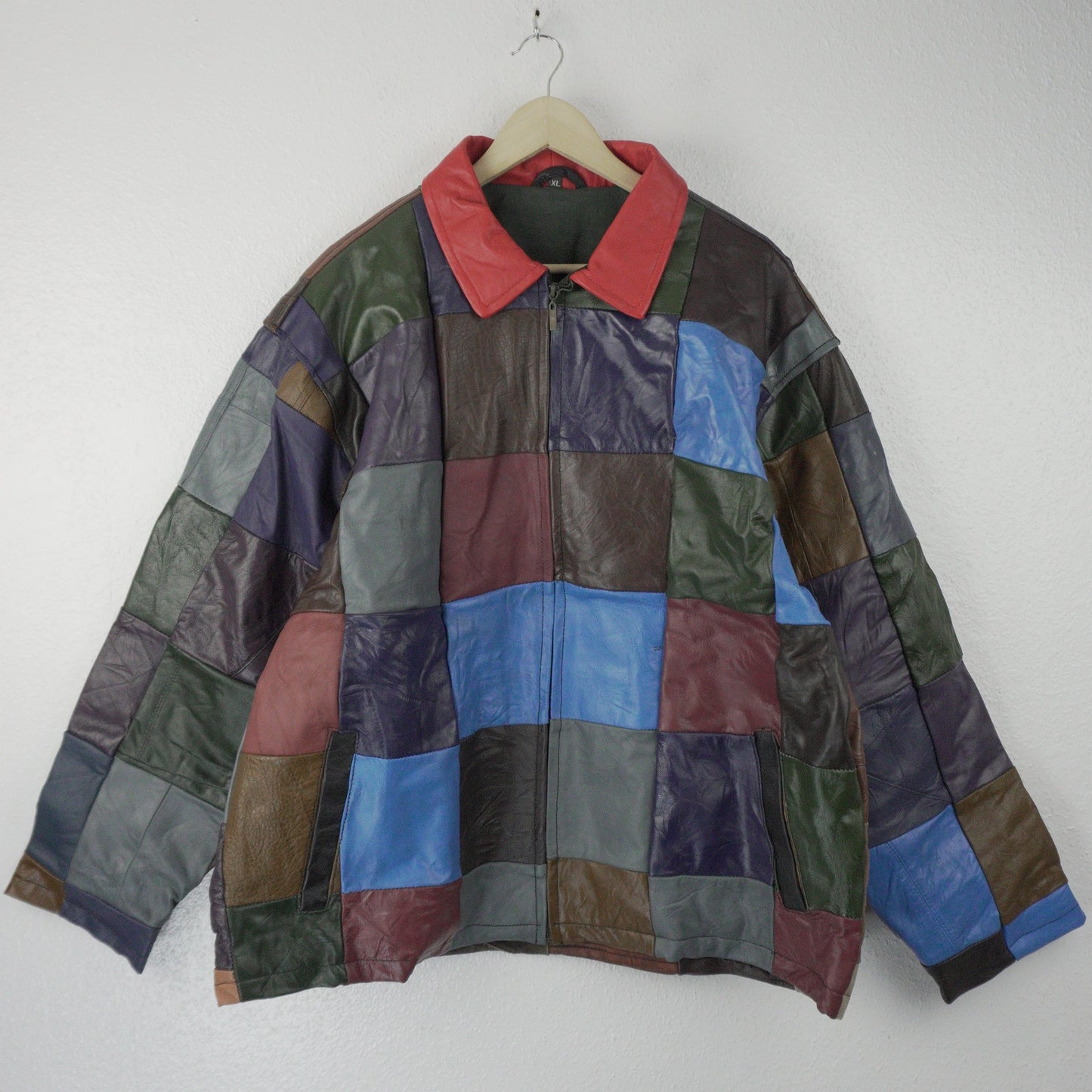 Leather Jacket Size XL Multicolor Patchwork