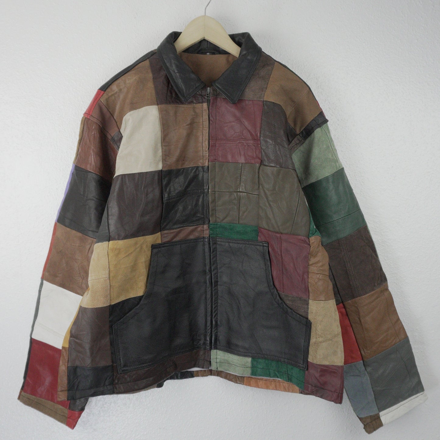 Leather Jacket Size M Multicolor Patchwork