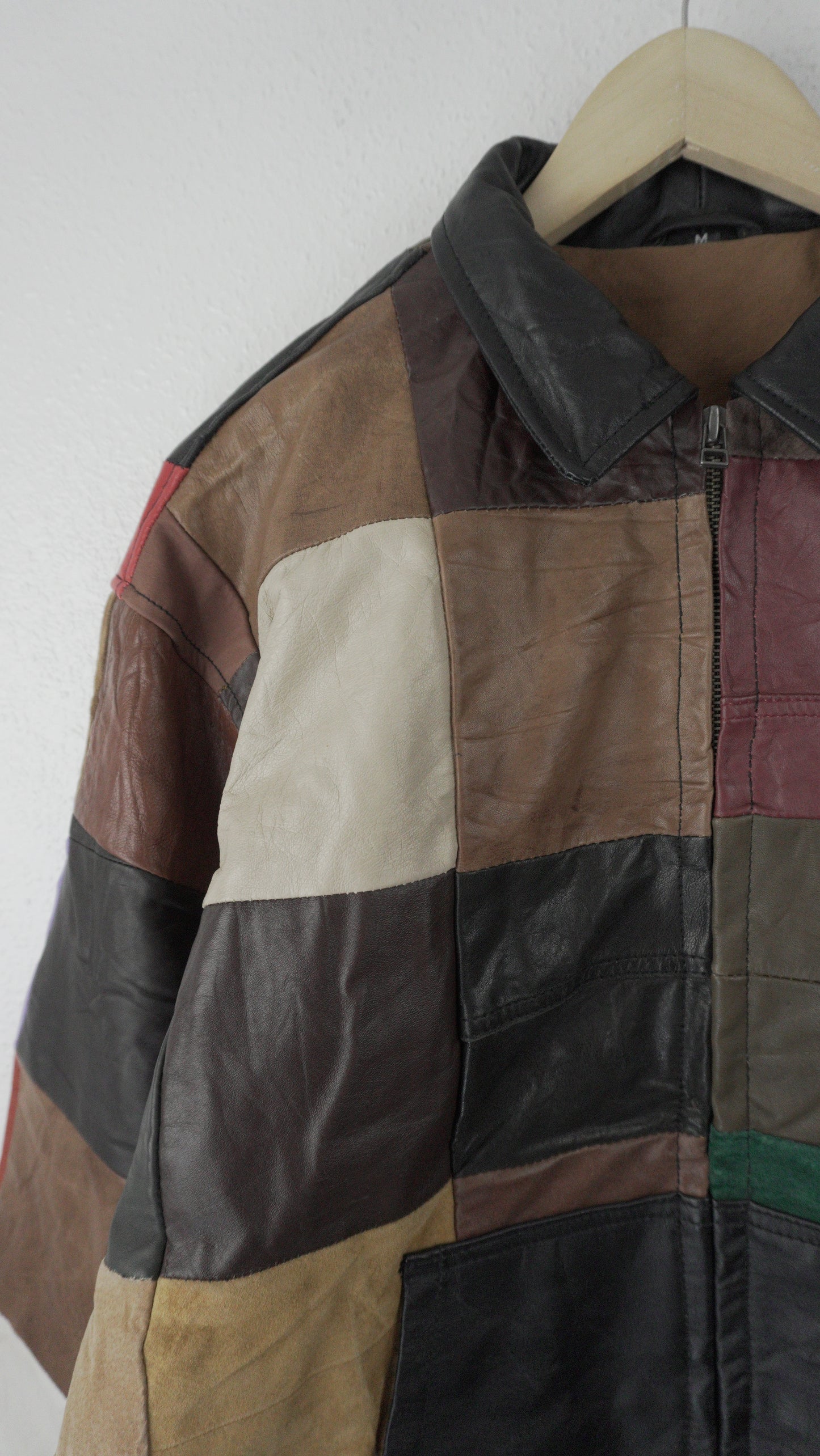 Leather Jacket Size M Multicolor Patchwork