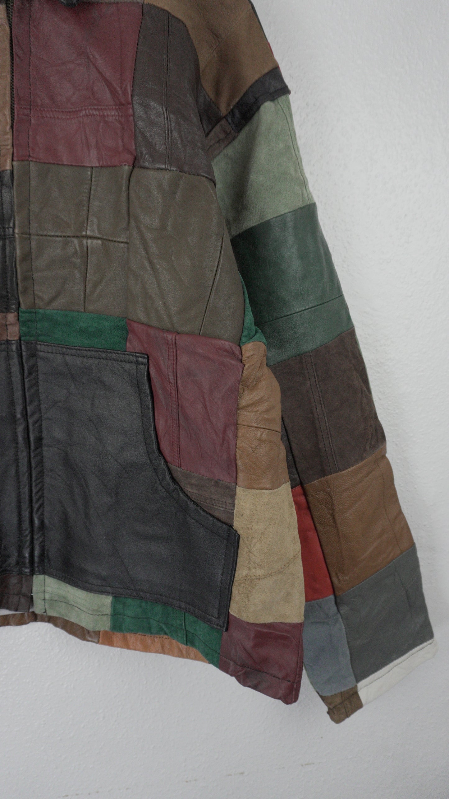 Leather Jacket Size M Multicolor Patchwork