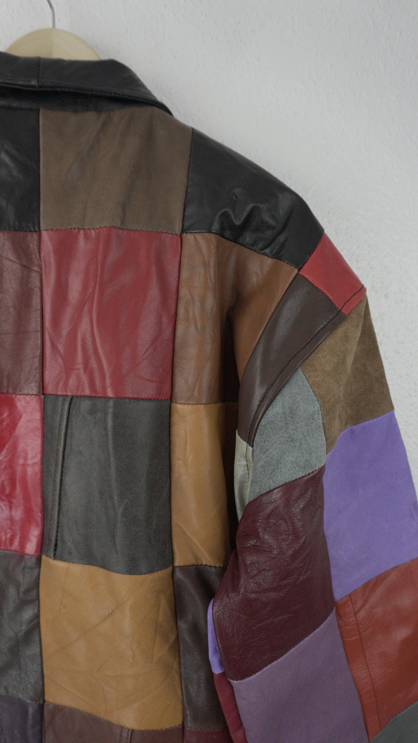 Leather Jacket Size M Multicolor Patchwork