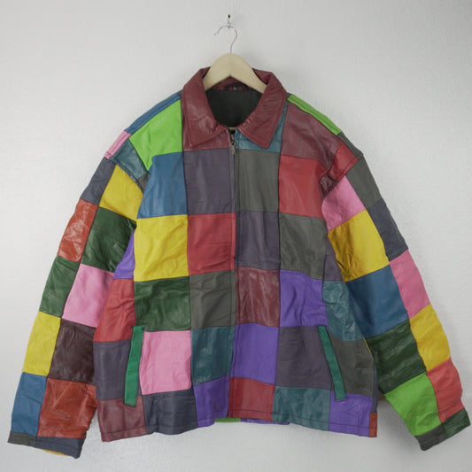 Leather Jacket Size L Multicolor Patchwork