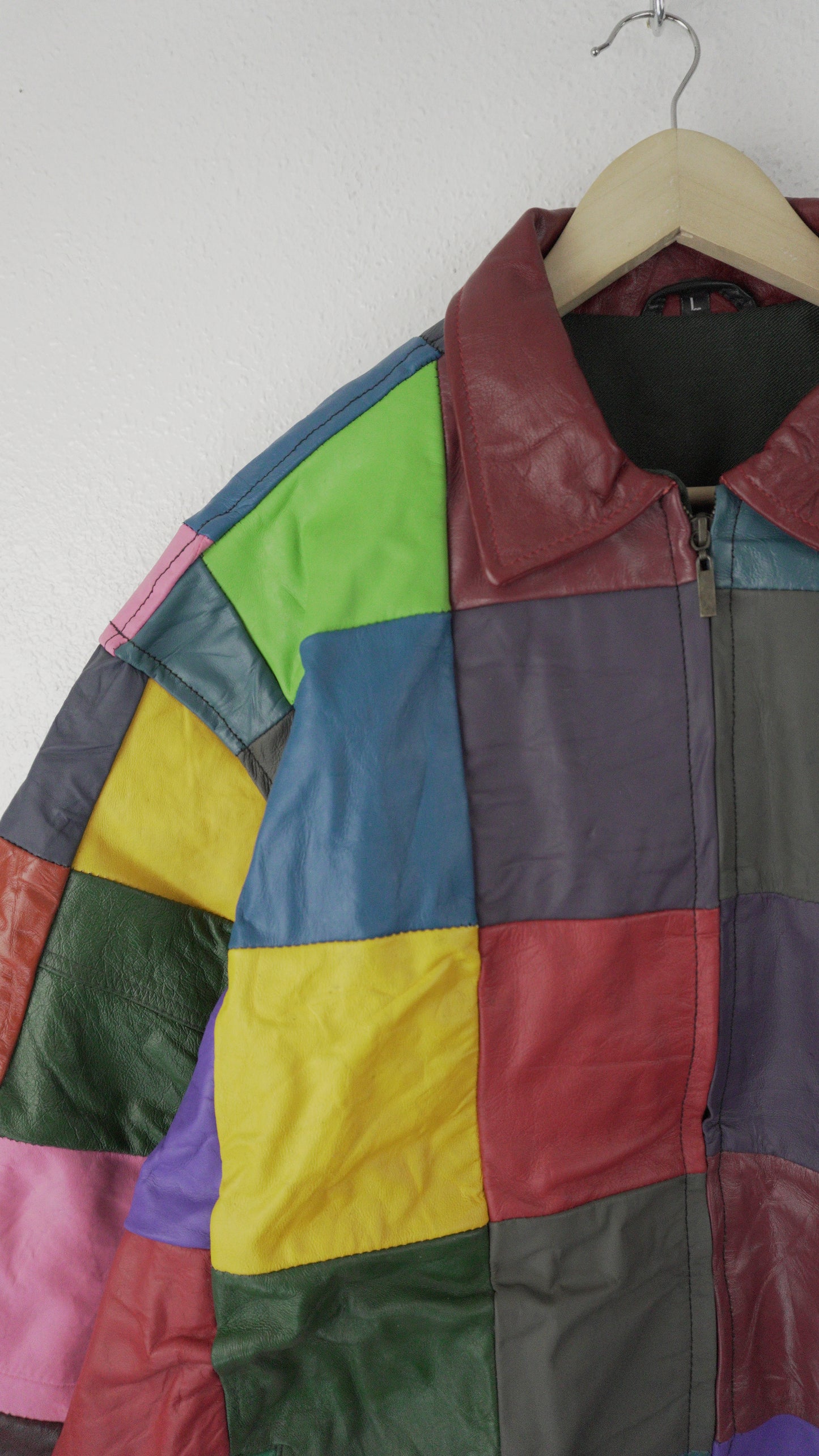 Leather Jacket Size L Multicolor Patchwork