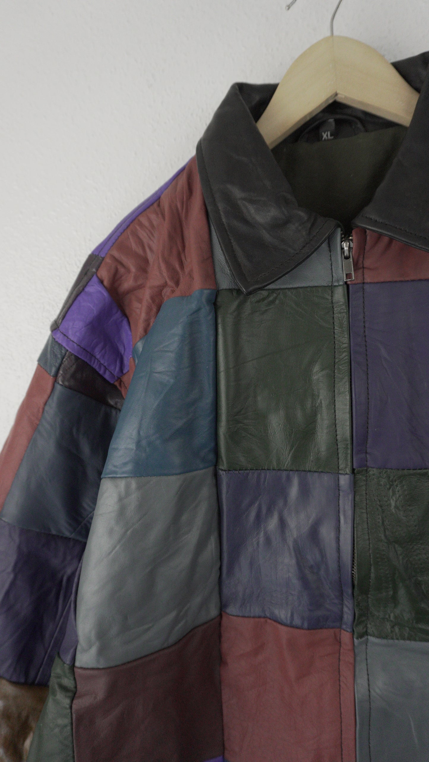 Leather Jacket Size XL Multicolor Patchwork