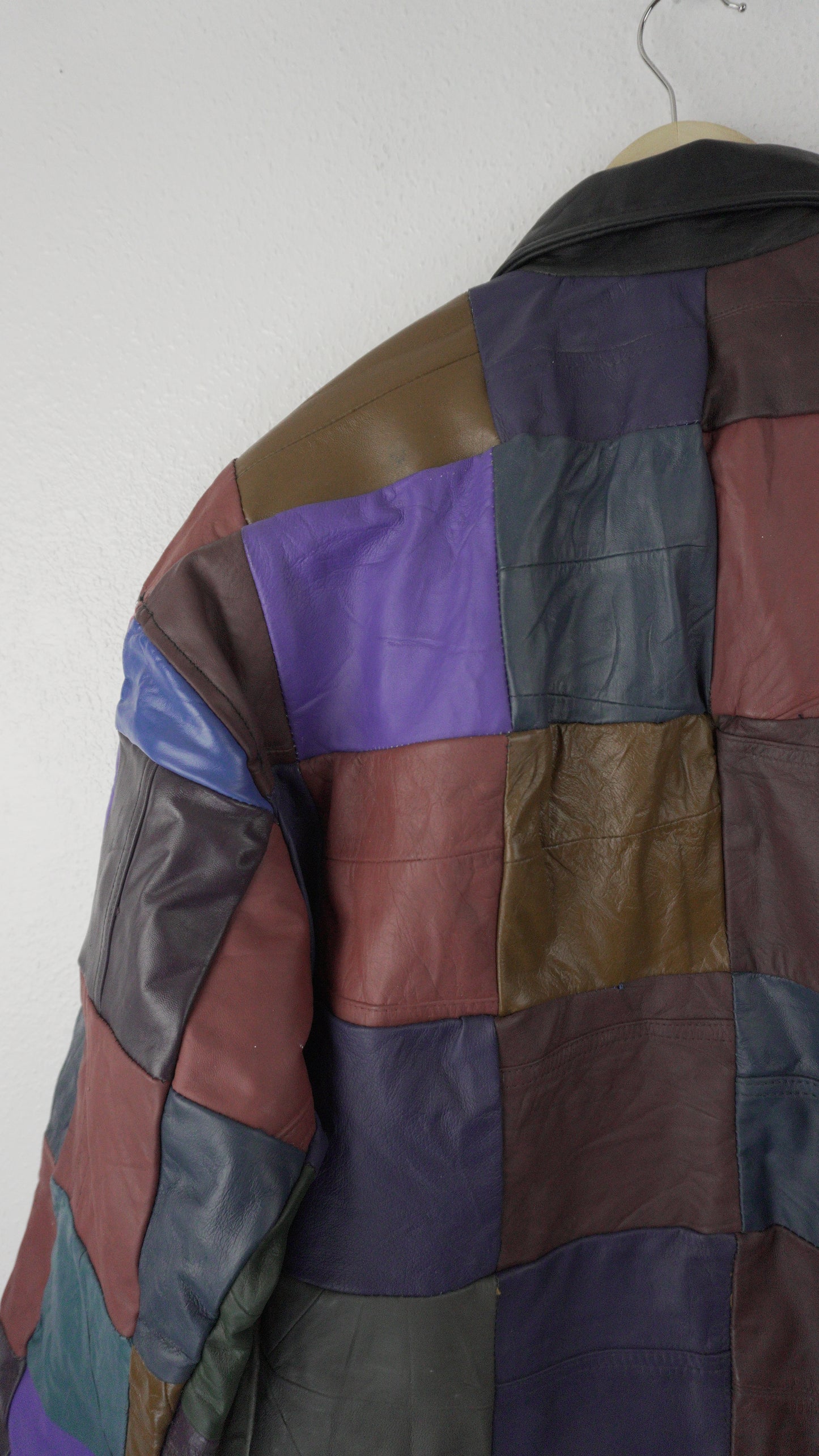 Leather Jacket Size XL Multicolor Patchwork