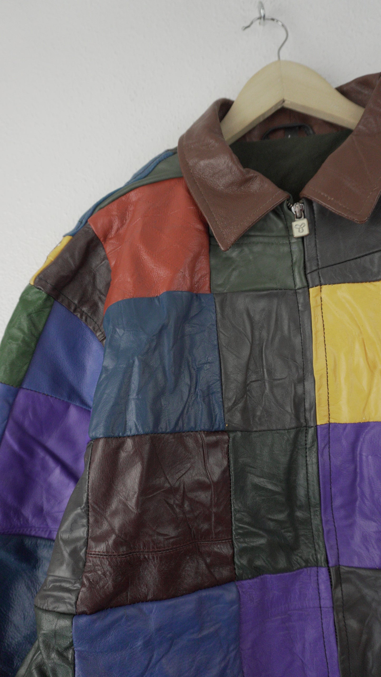 Leather Jacket Size L Multicolor Patchwork