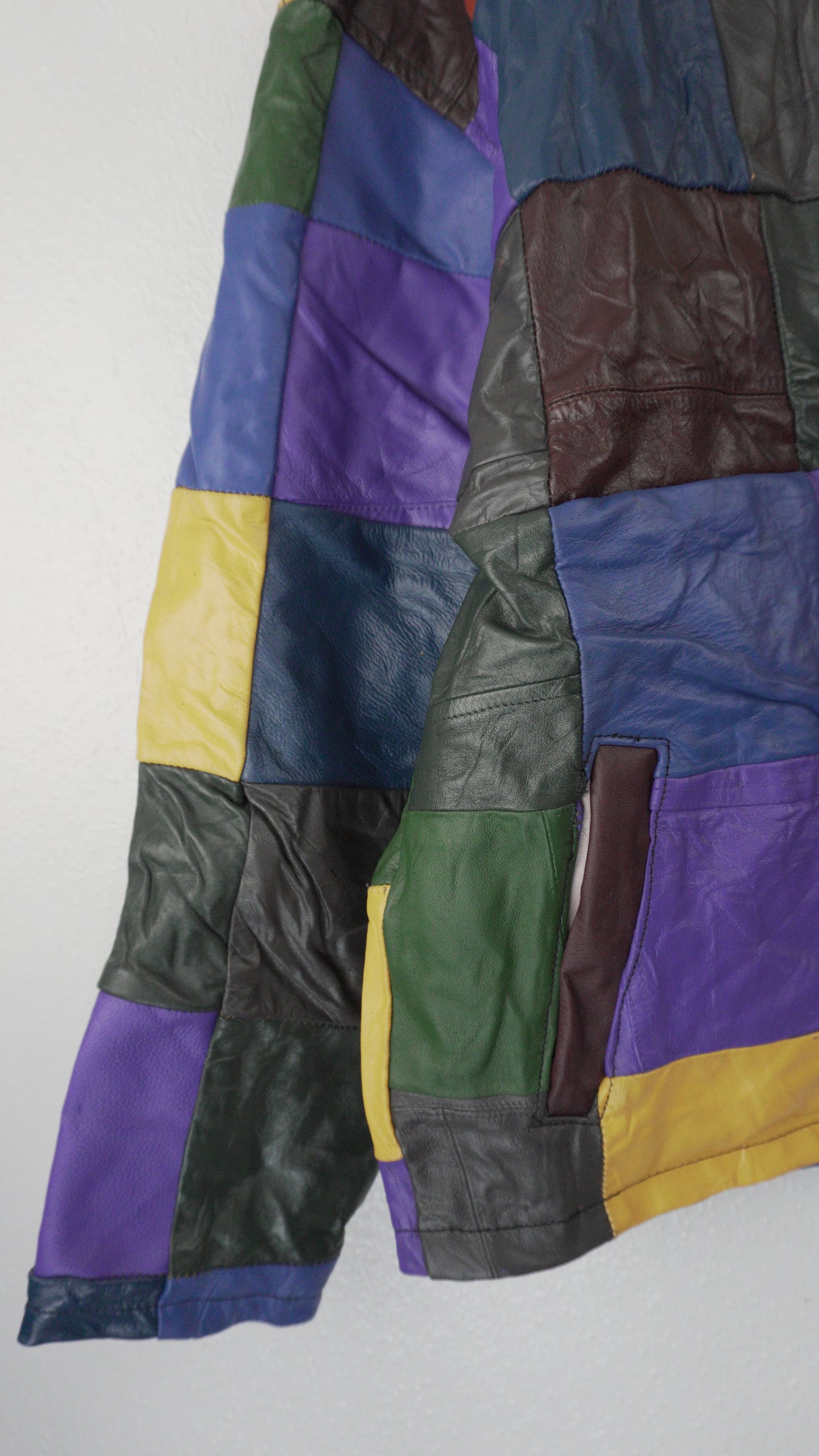 Leather Jacket Size L Multicolor Patchwork