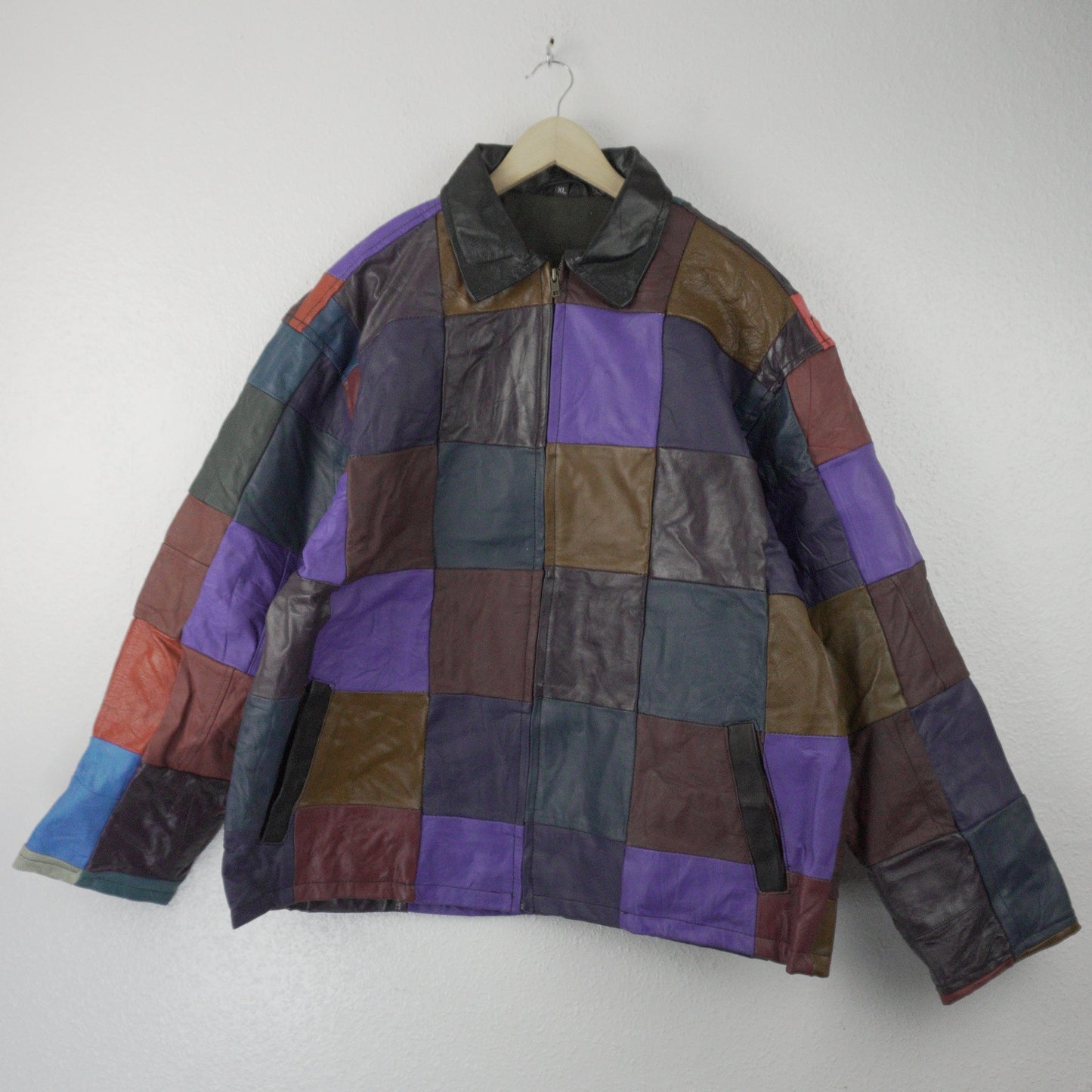 Leather Jacket Size XL Multicolor Patchwork