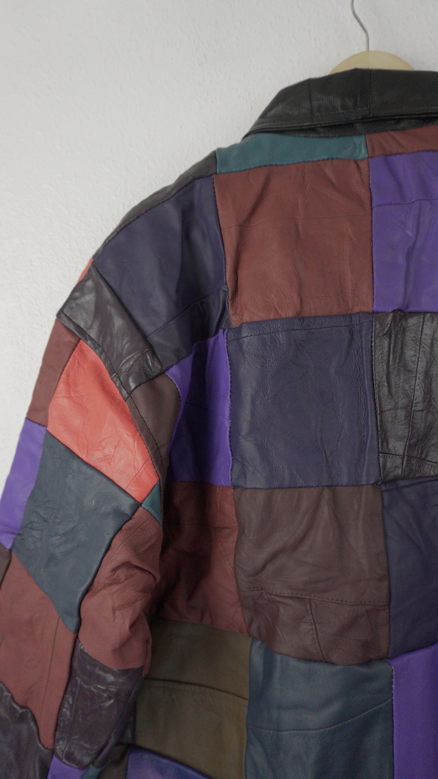 Leather Jacket Size XL Multicolor Patchwork