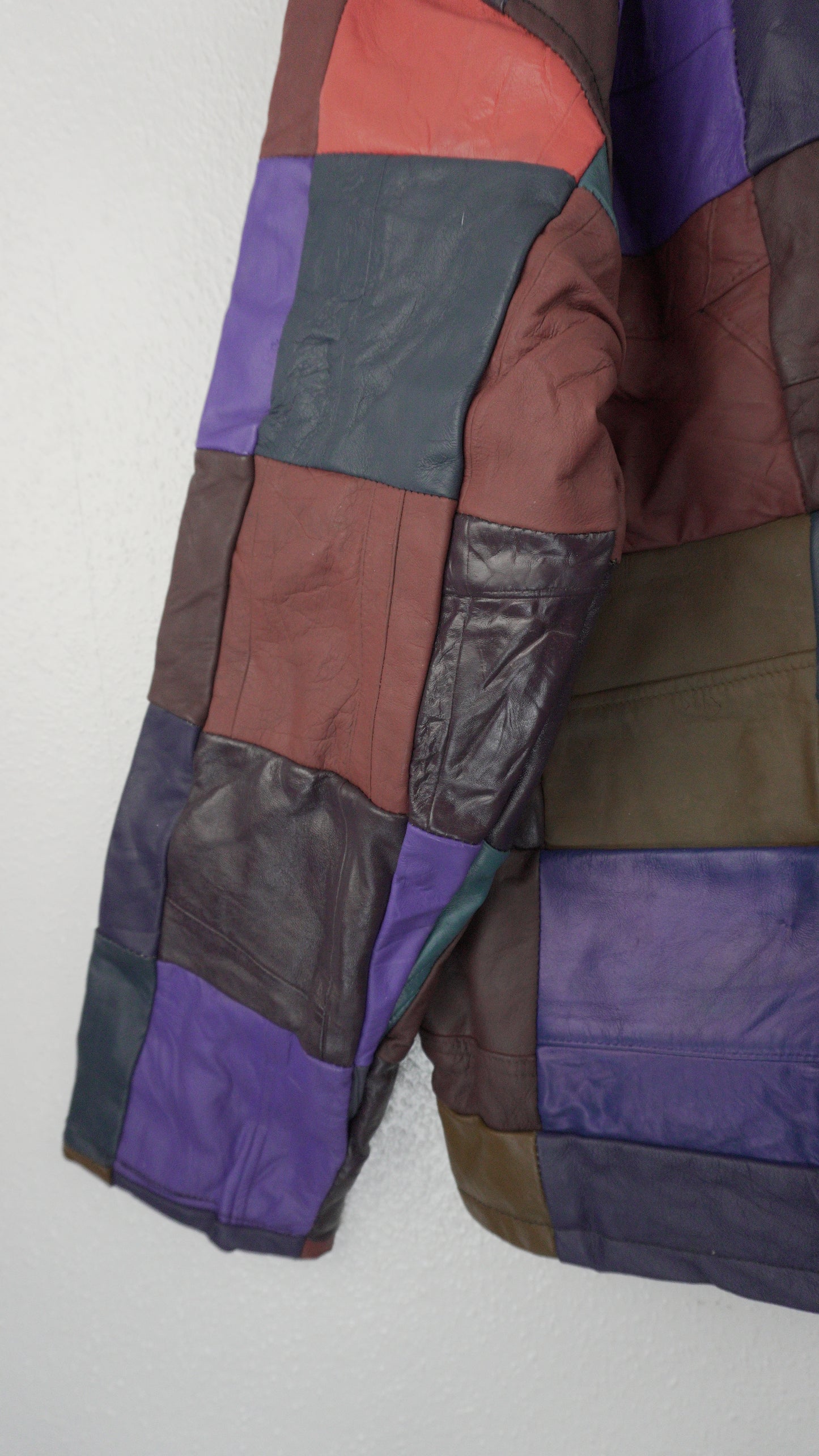 Leather Jacket Size XL Multicolor Patchwork