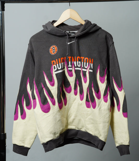 Upcycled Flame Hoodie Sweatshirt Size S/M