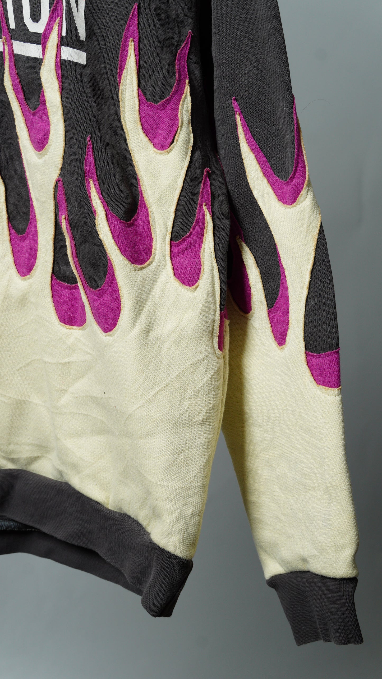 Upcycled Flame Hoodie Sweatshirt Size S/M