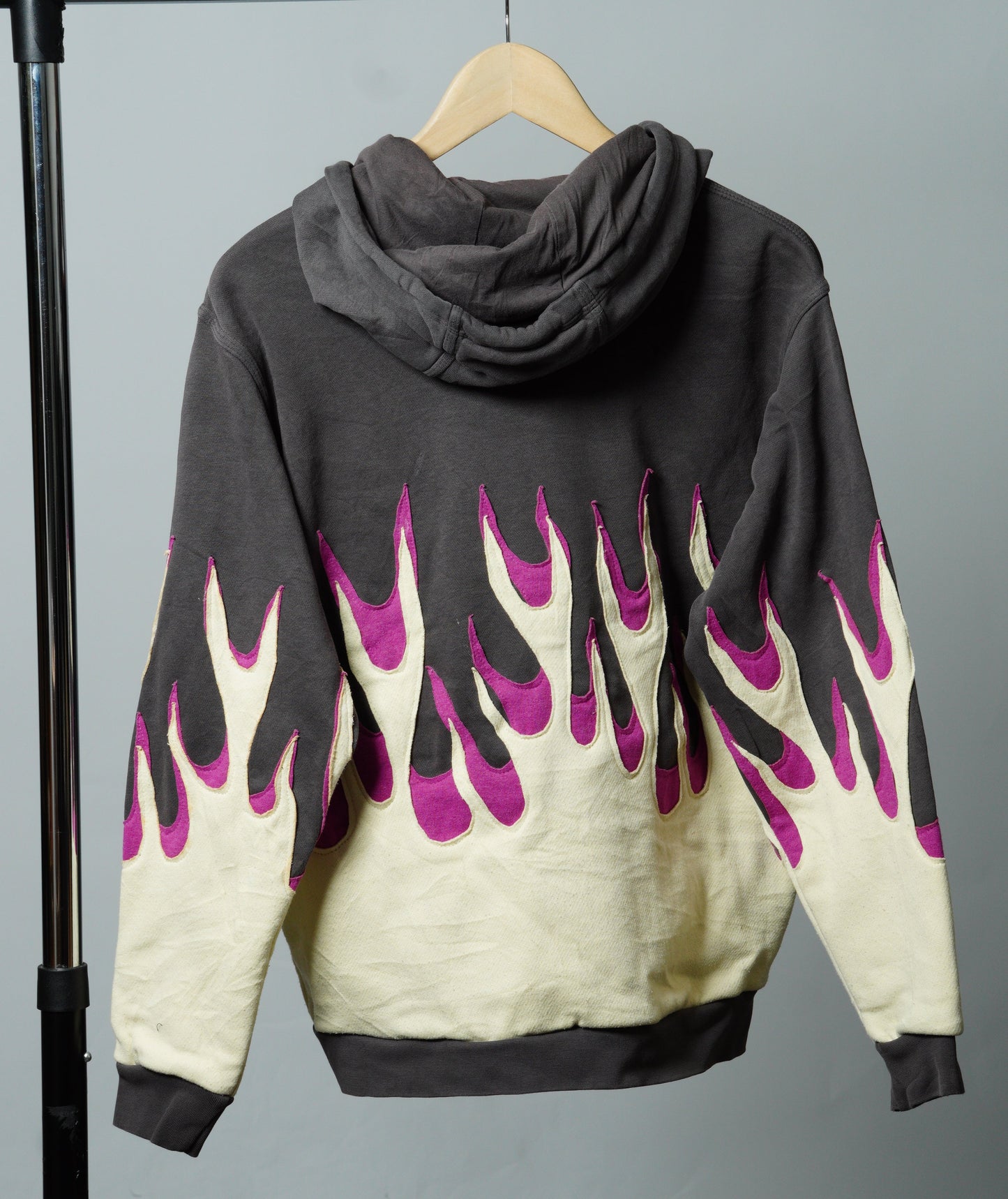 Upcycled Flame Hoodie Sweatshirt Size S/M