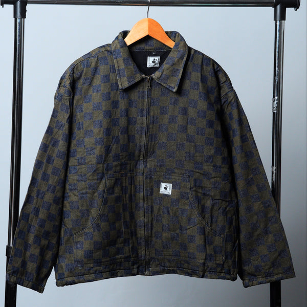 Upcycled Green & Navy Blue Checkered Jacket