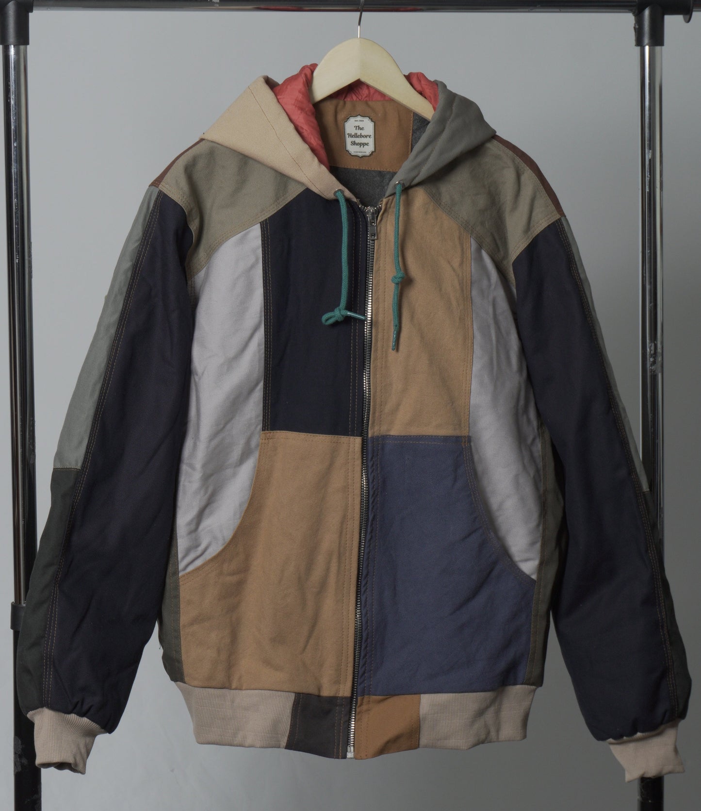 Workwear Colorblock Hooded Jacket Size L