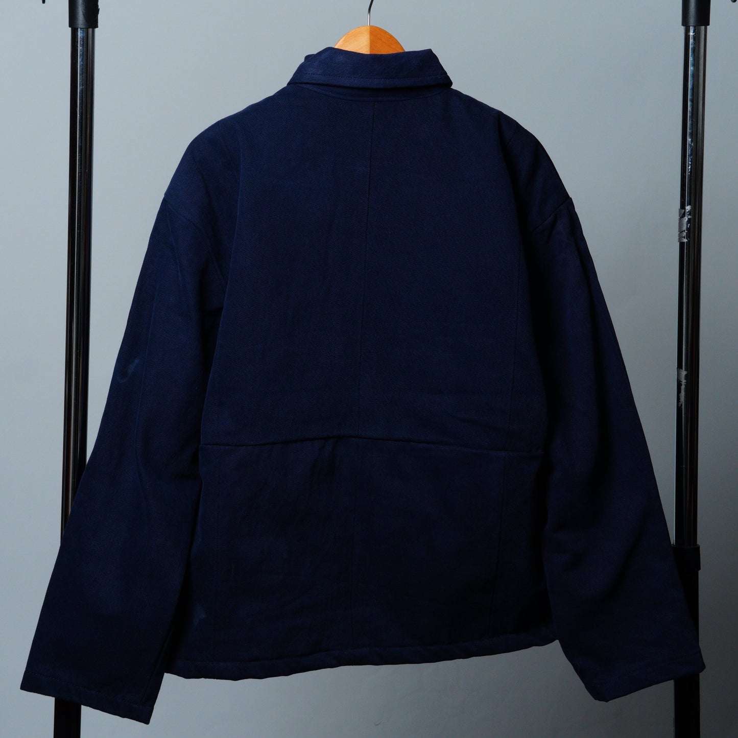 Upcycled Navy Blue Box Stitch Jacket