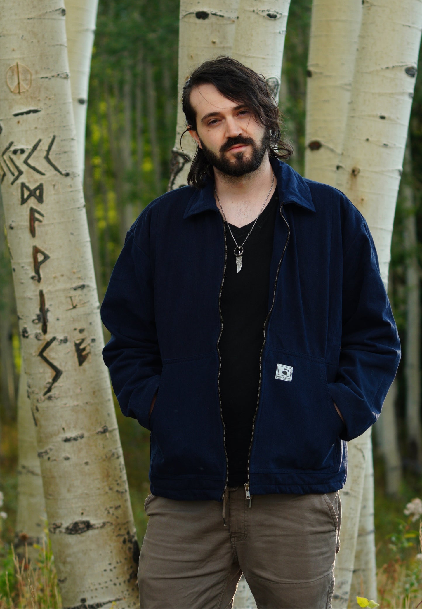 Upcycled Navy Blue Box Stitch Jacket