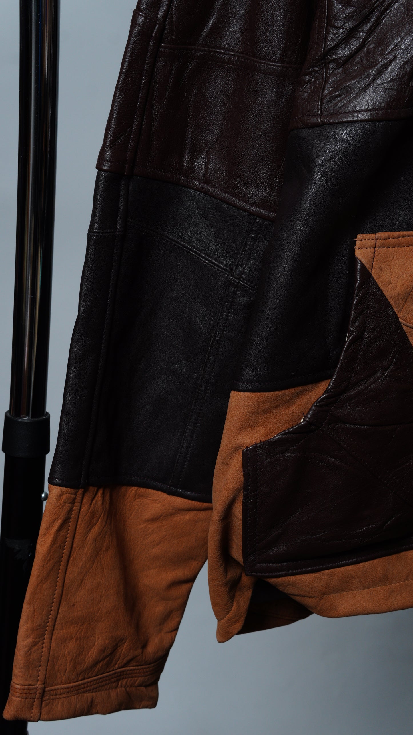 Upcycled Leather Colorblock Jacket Size L