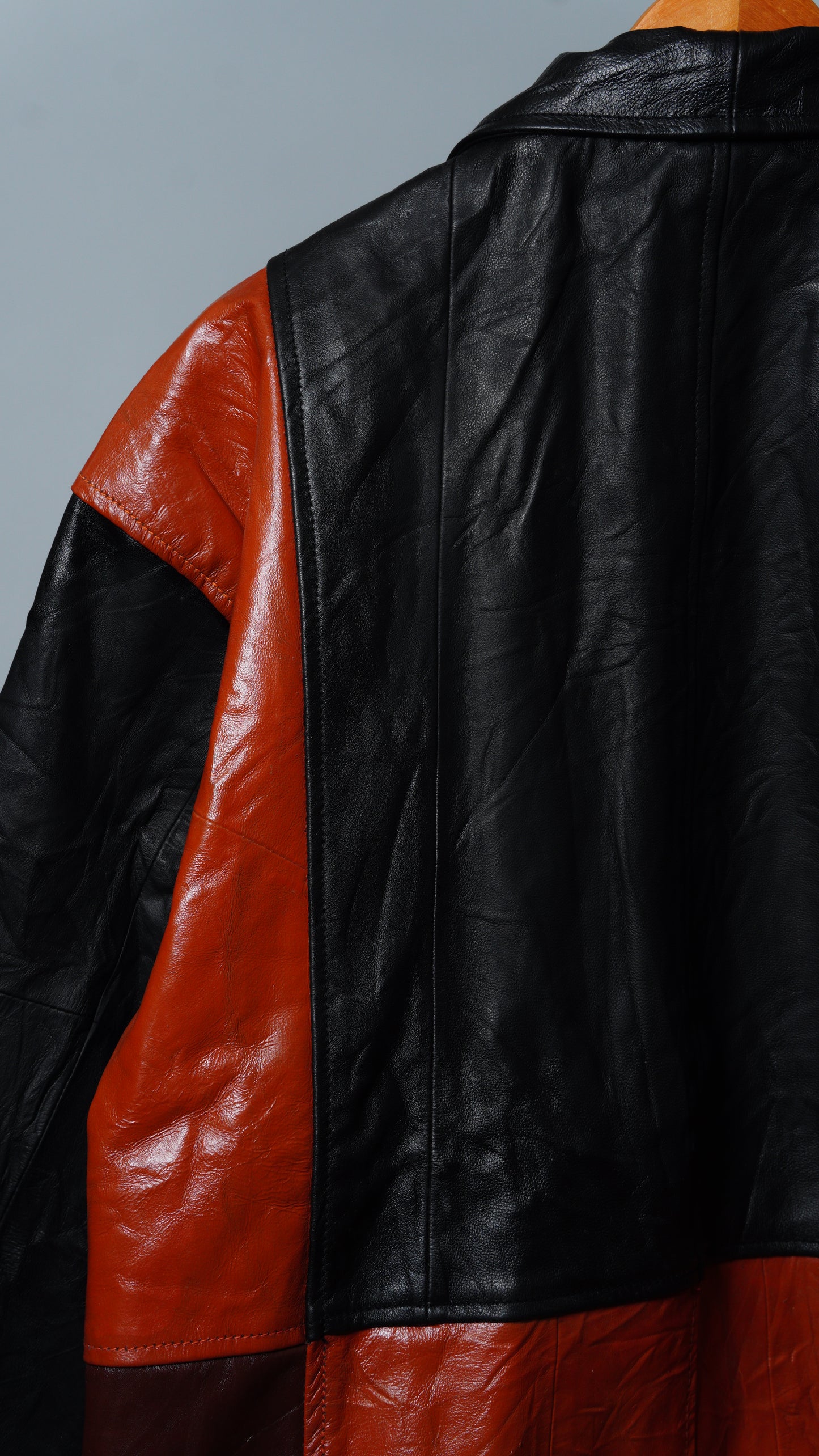Upcycled Leather Colorblock Jacket Size L