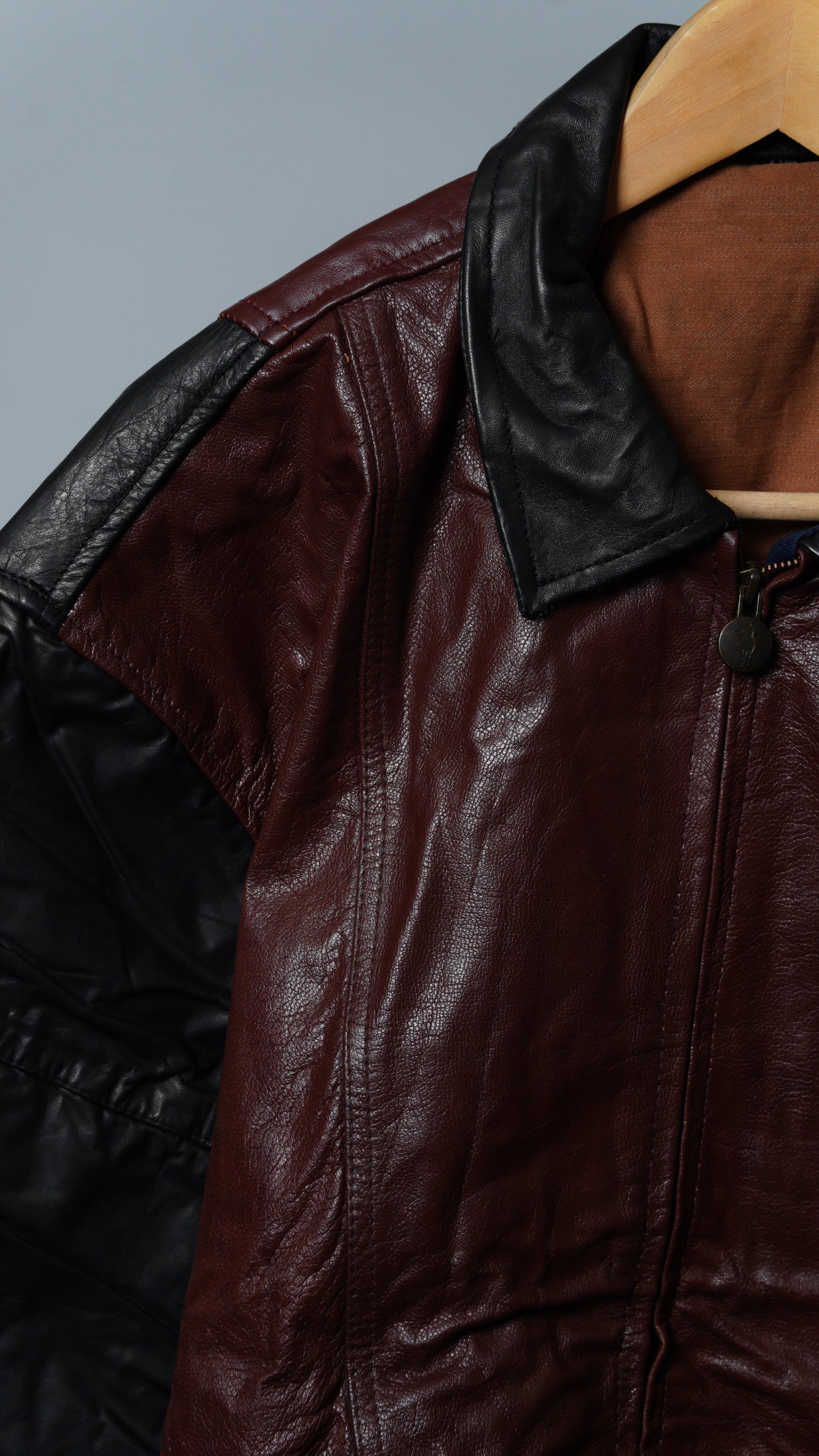 Upcycled Leather Colorblock Jacket Size XL