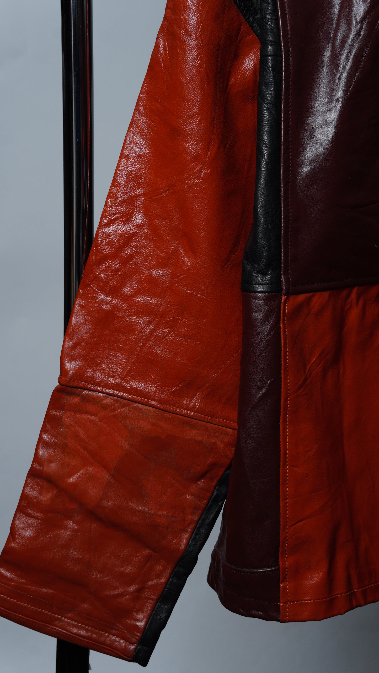 Upcycled Leather Colorblock Jacket Size XL