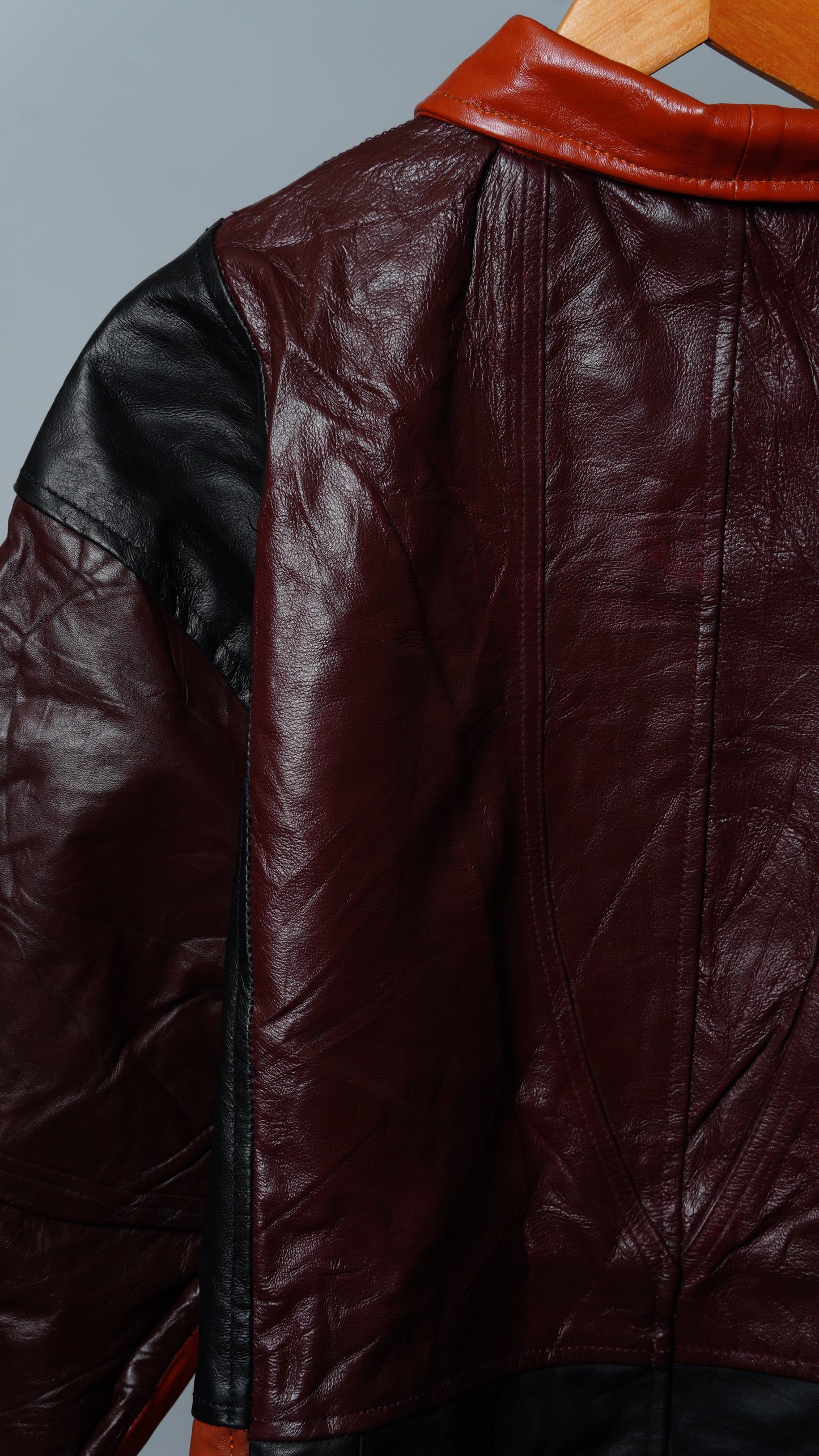 Upcycled Leather Colorblock Jacket Size XL