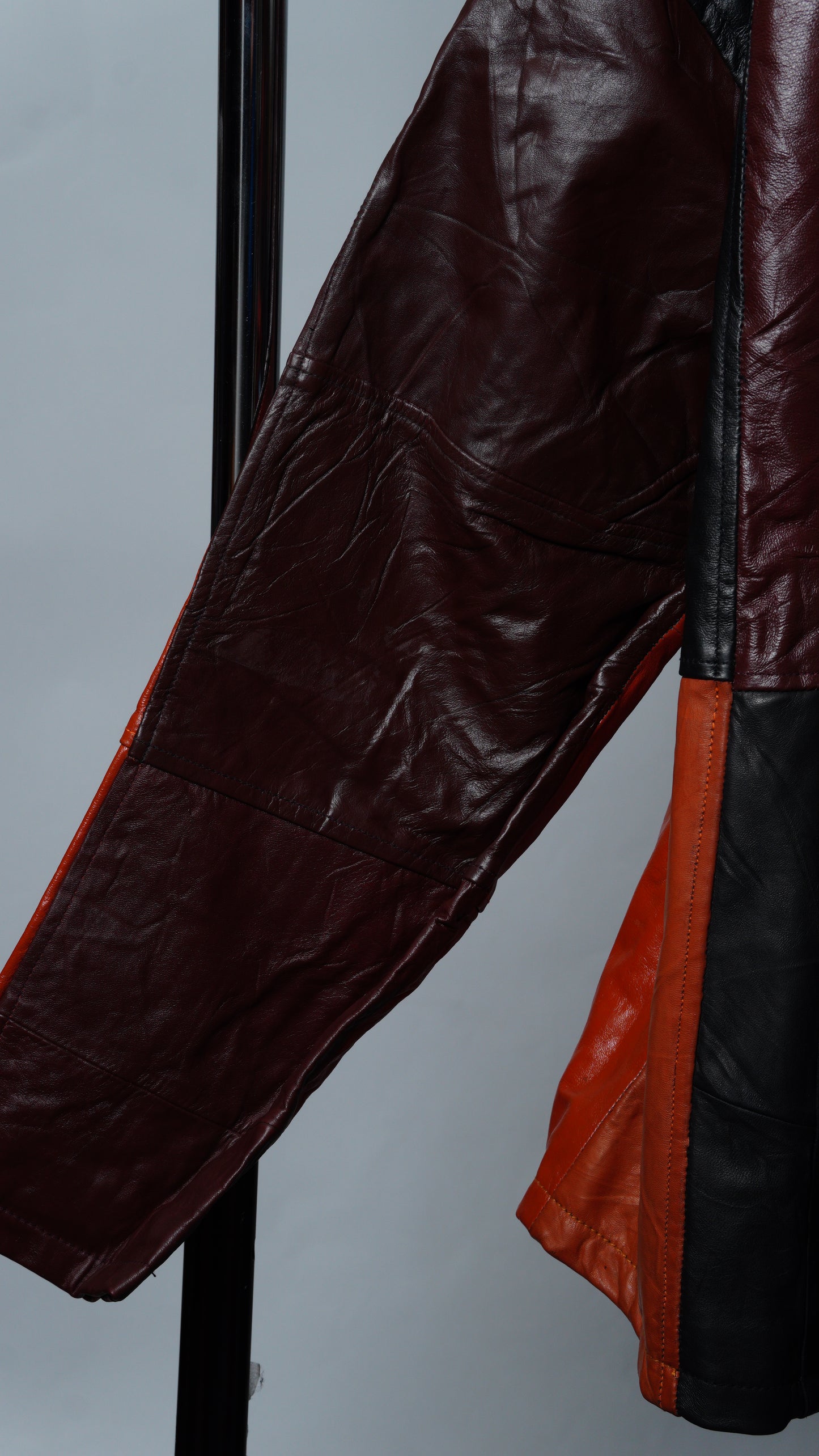 Upcycled Leather Colorblock Jacket Size XL