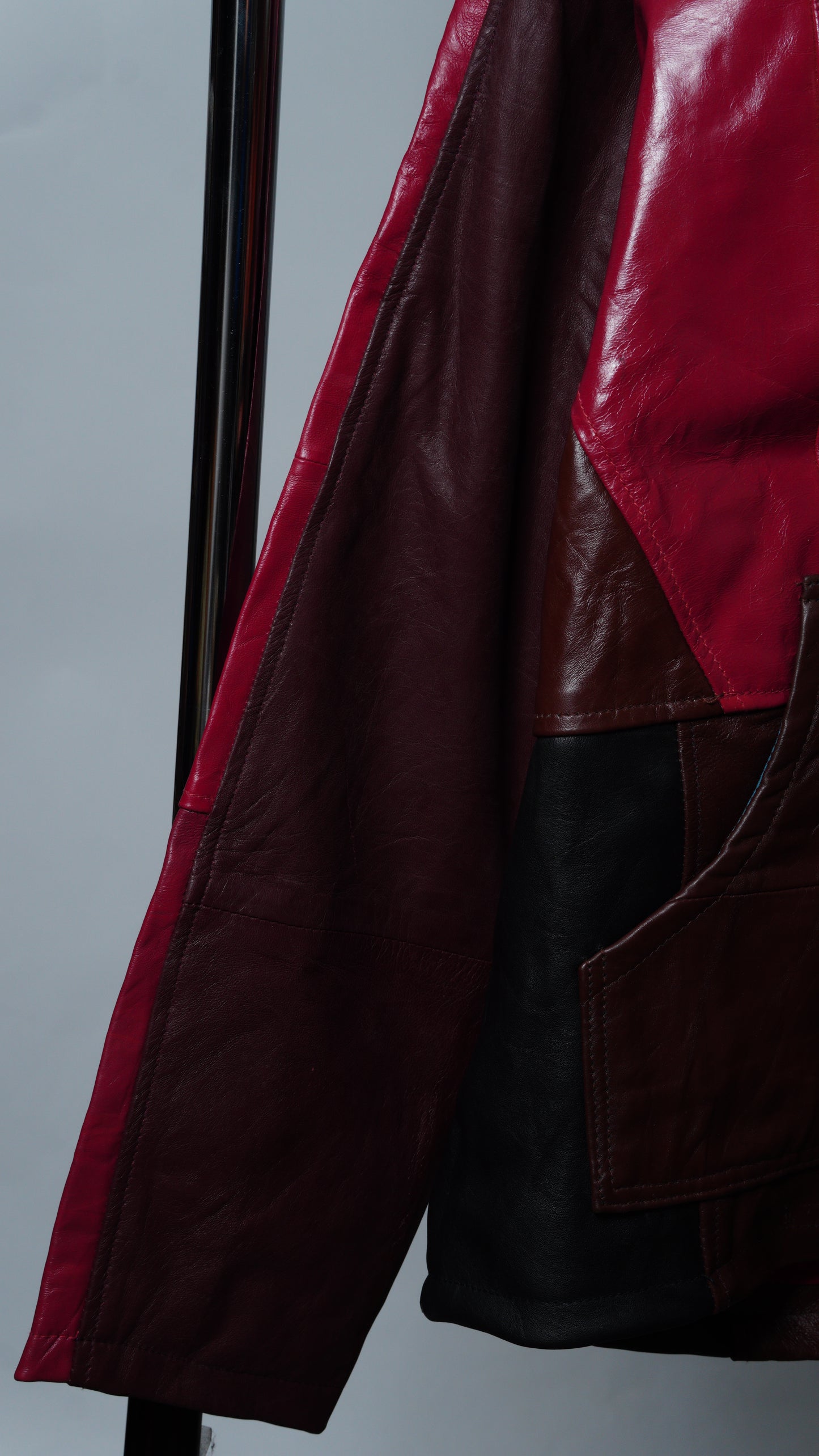 Upcycled Leather Colorblock Jacket Size L