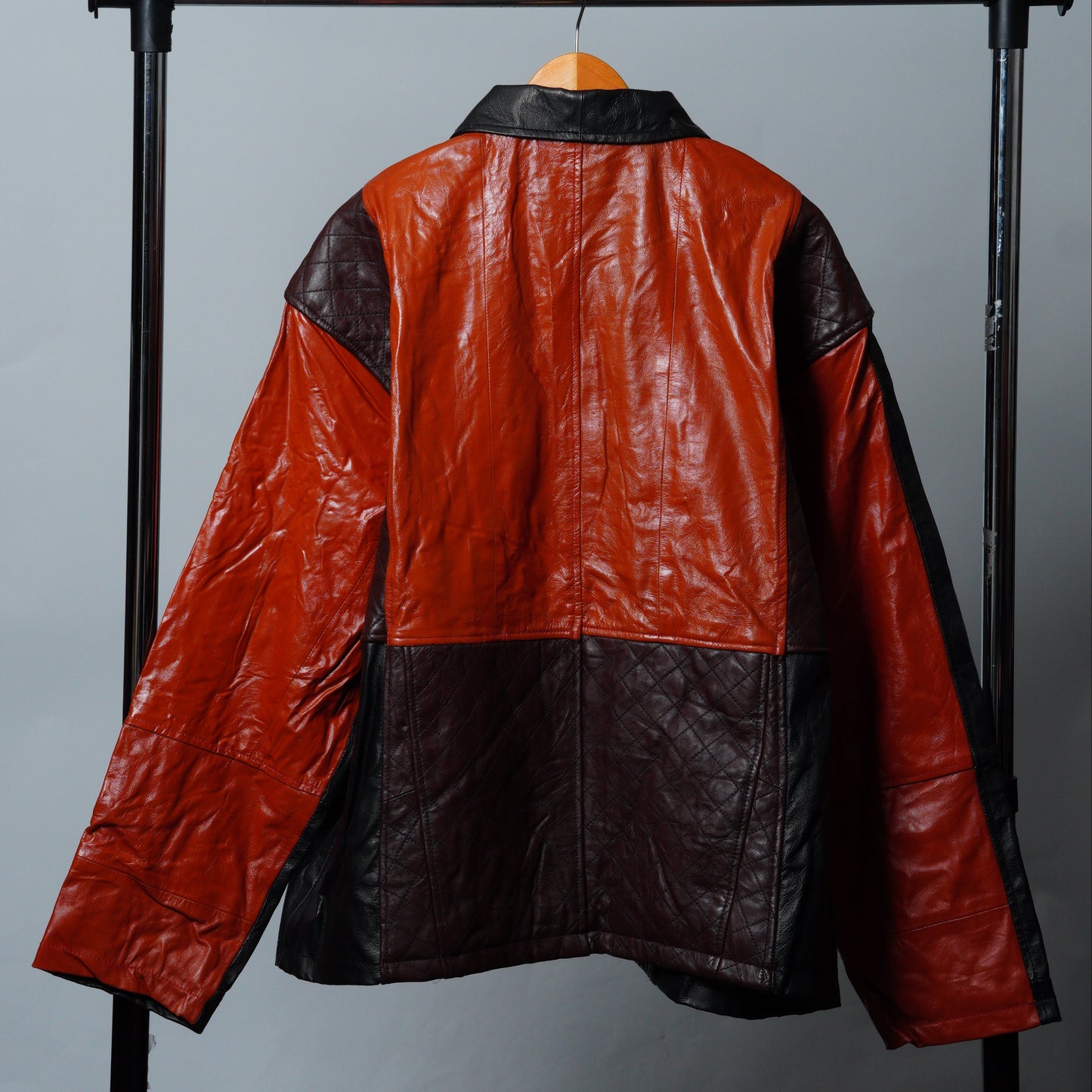 Upcycled Leather Colorblock Jacket Size XL