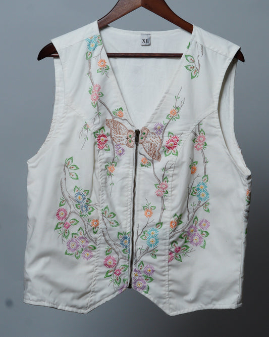 Upcycled Tablecloth Vest Size XL