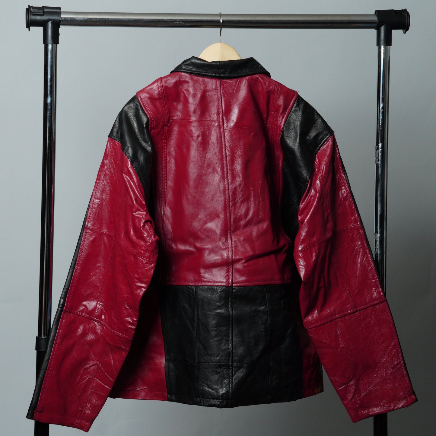 Leather Jacket Size L Red Black