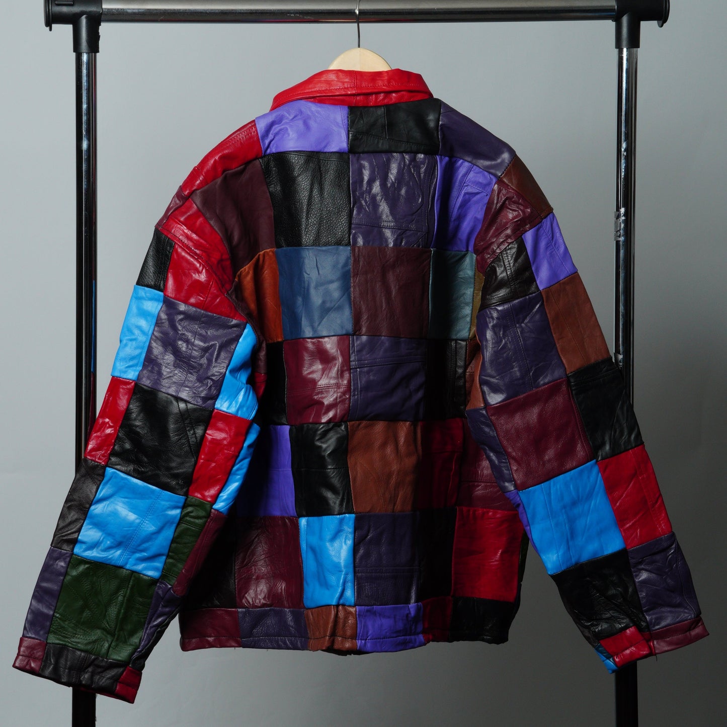 Leather Jacket Size XL Multicolor Patchwork