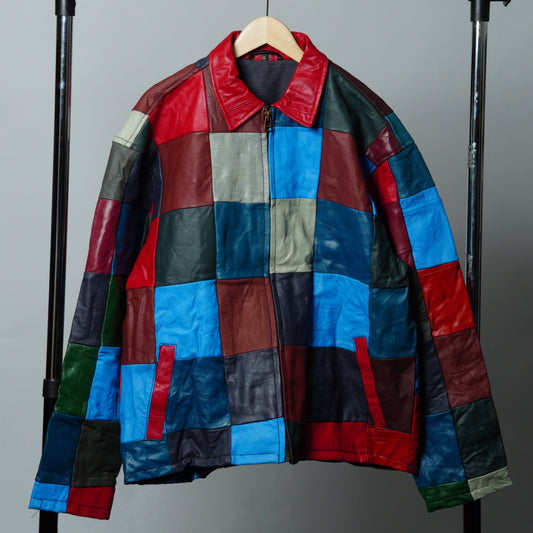 Leather Jacket Size L Multicolor Patchwork