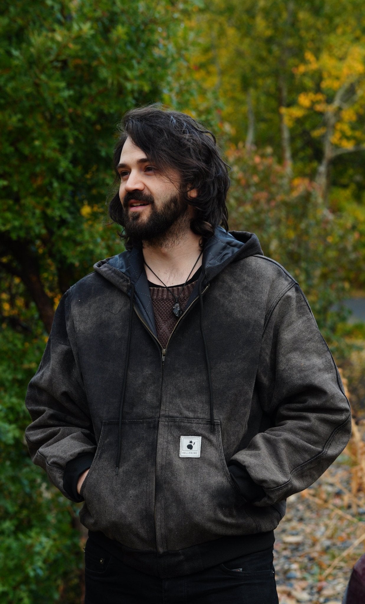 Acid Wash Hooded Jacket - The Hellebore Shop
