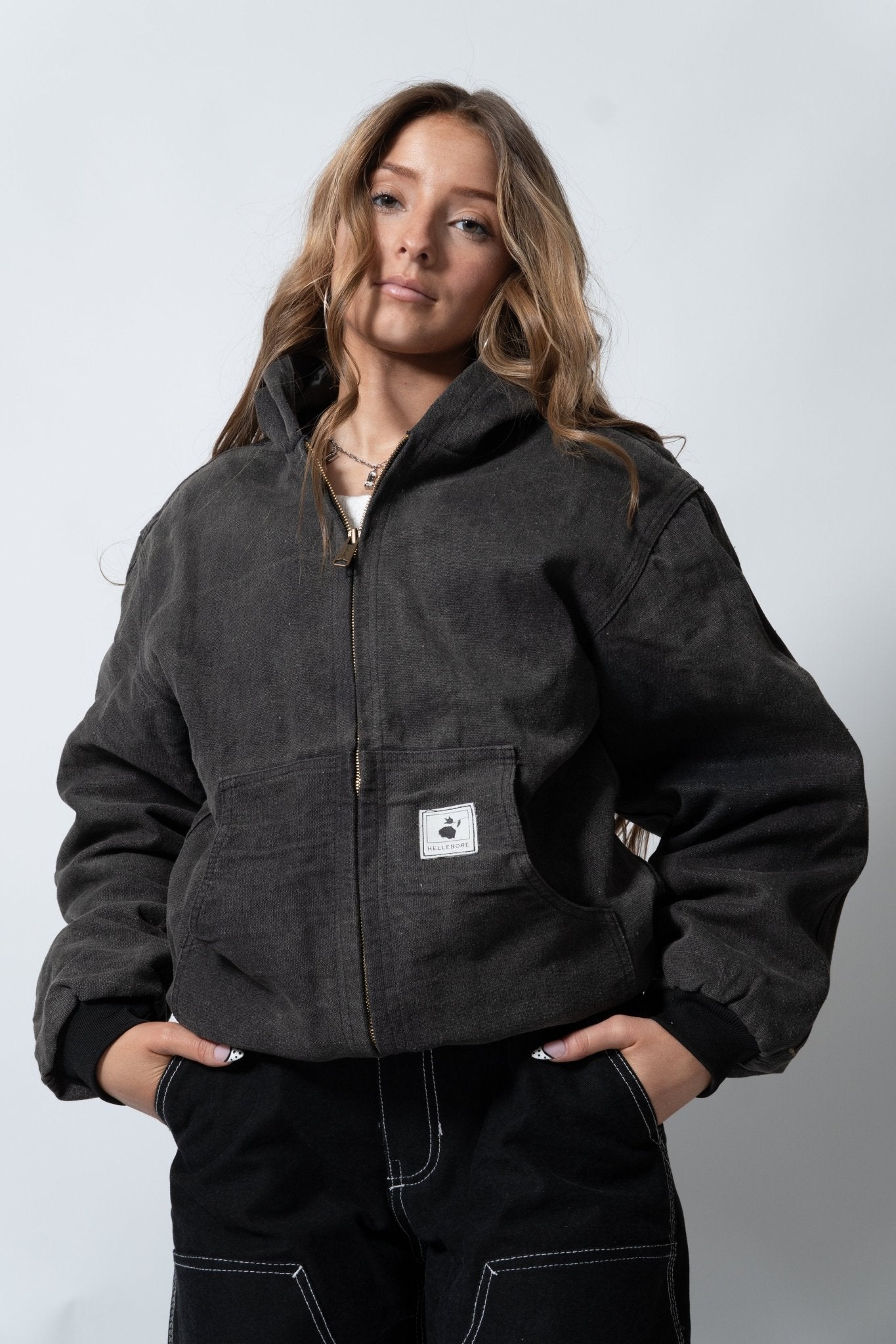 Acid Wash Hooded Jacket - The Hellebore Shop